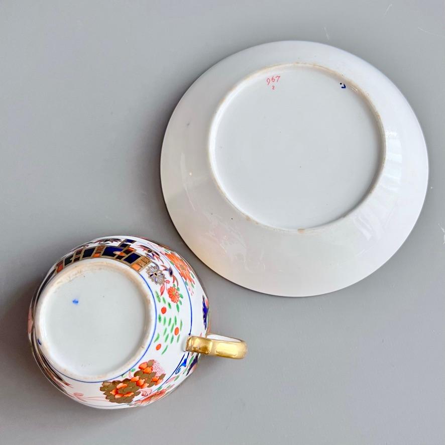 Spode Porcelain Teacup, Imari Tobacco Leaf Pattern 967, Regency ca 1810 9