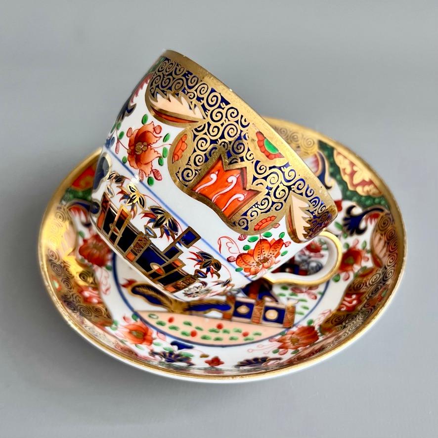 English Spode Porcelain Teacup, Imari Tobacco Leaf Pattern 967, Regency ca 1810