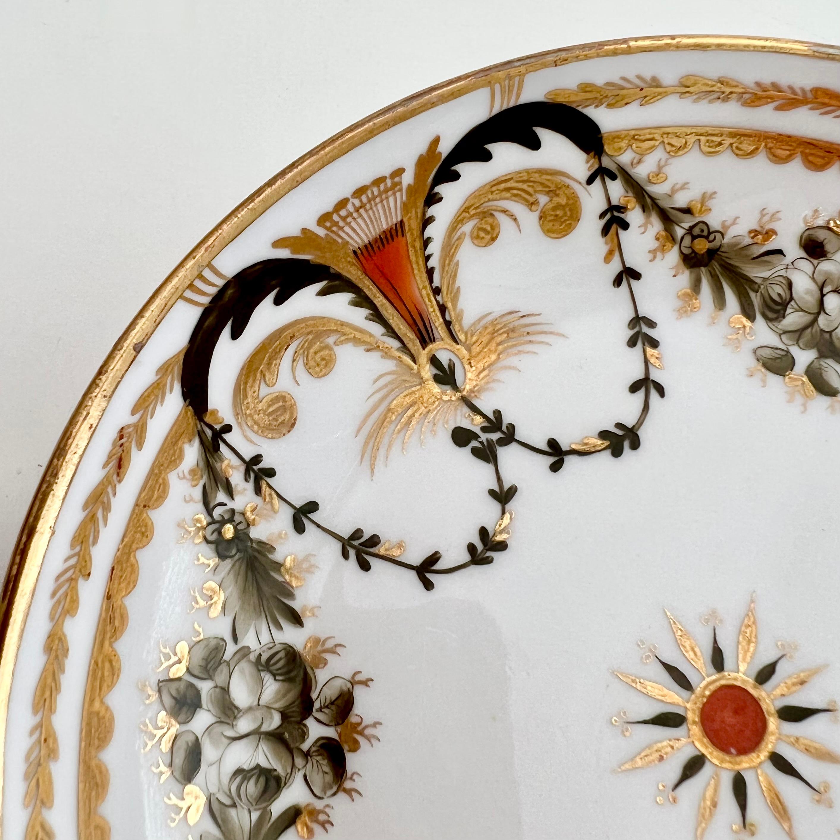Spode Porcelain Teacup, Neoclassical Garlands Red, Black, Gilt, Regency ca 1810 3