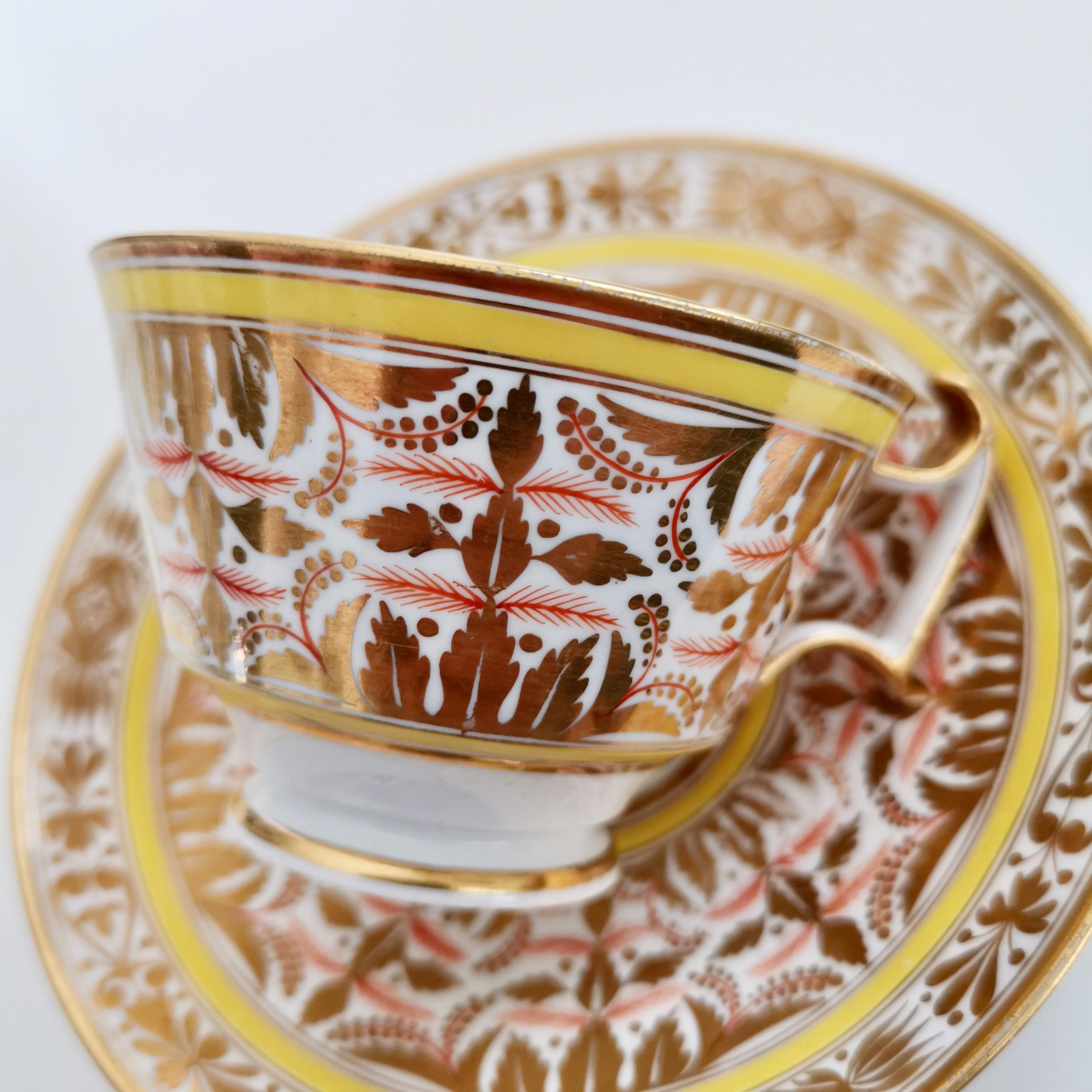 Spode Porcelain Teacup Set, Gilt, Yellow and Red Regency Pattern, circa 1815 6