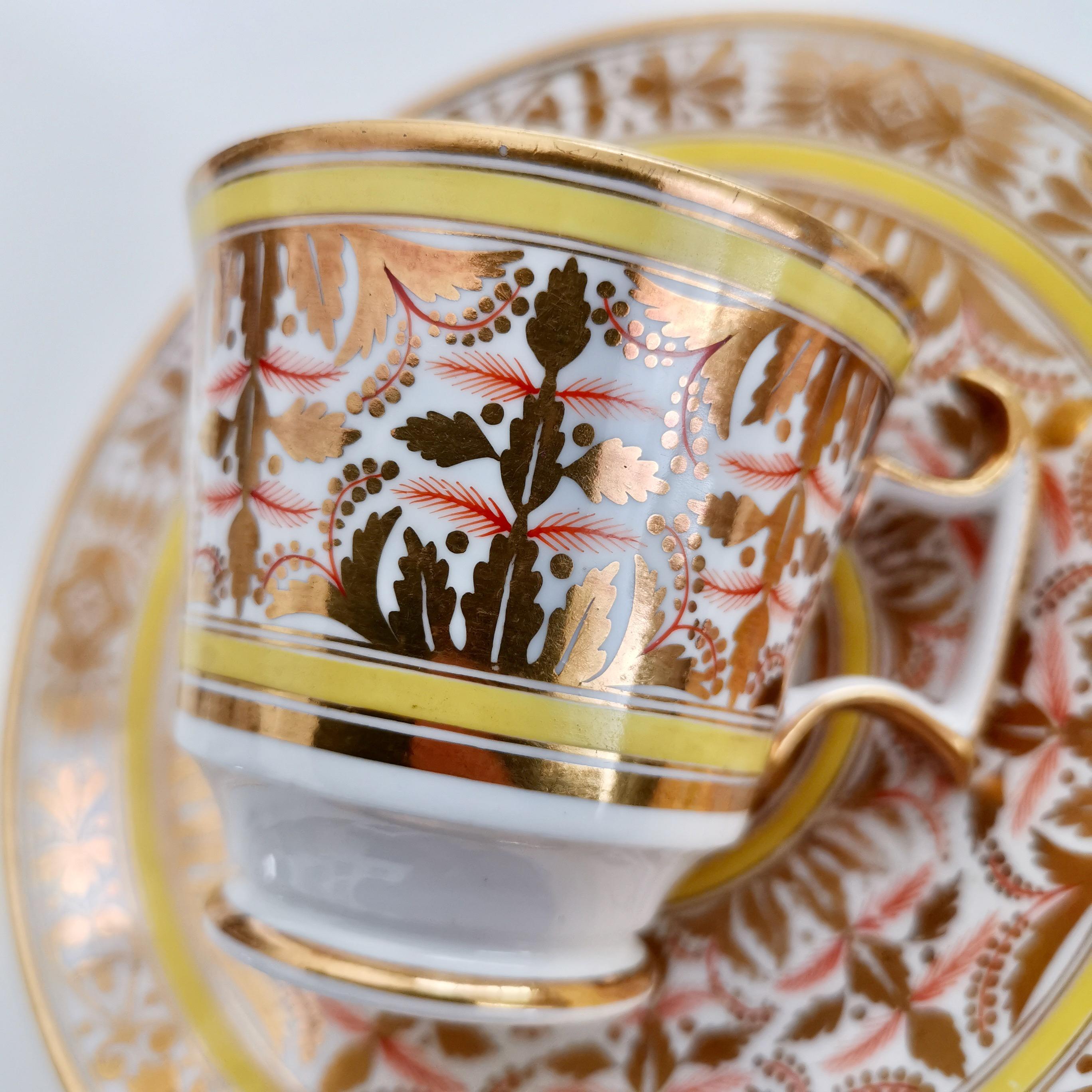 Spode Porcelain Teacup Set, Gilt, Yellow and Red Regency Pattern, circa 1815 7