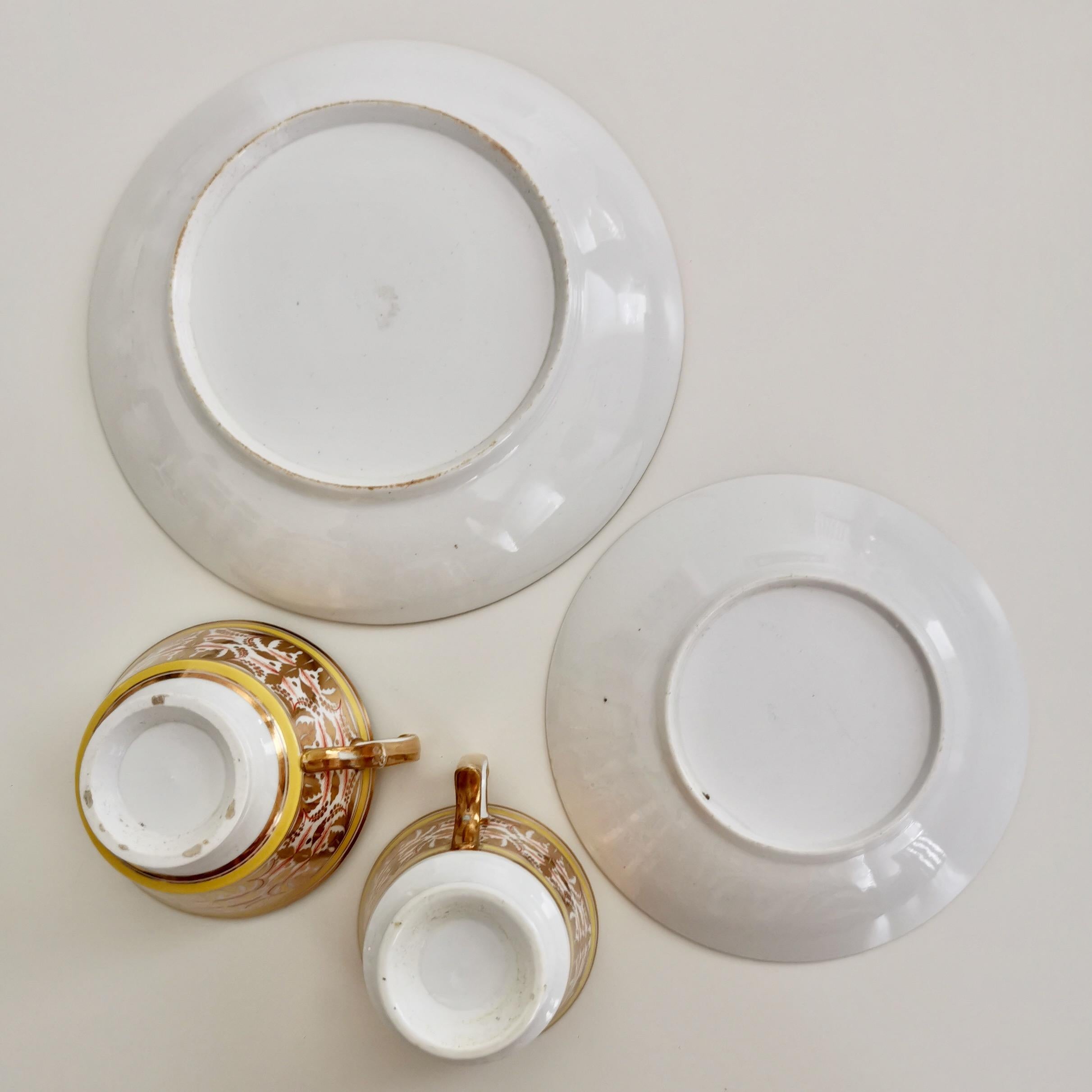 Spode Porcelain Teacup Set, Gilt, Yellow and Red Regency Pattern, circa 1815 13