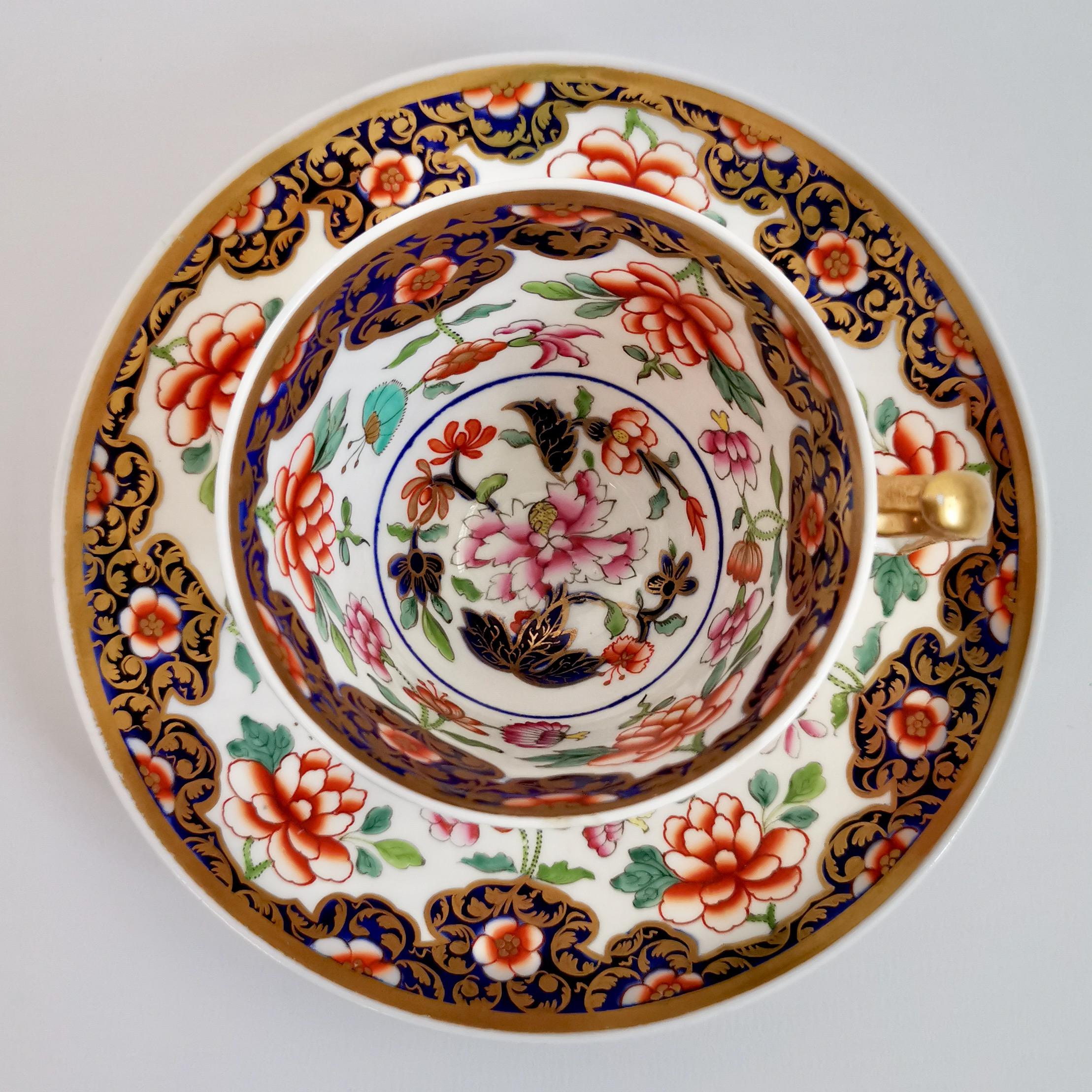 Spode Porcelain Teacup Trio, Imari Pattern, London Shape, Regency ca 1817 1