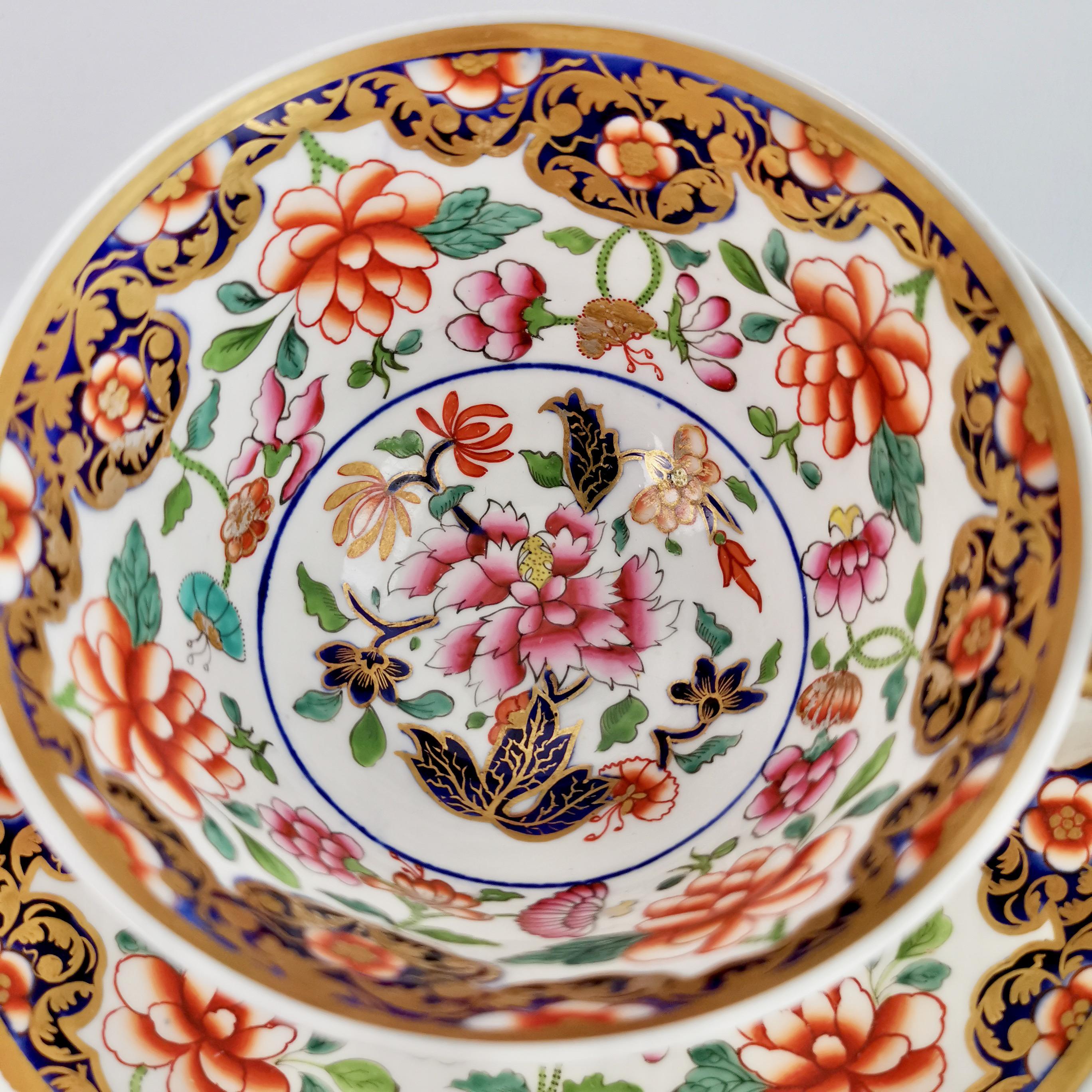 Spode Porcelain Teacup Trio, Imari Pattern, London Shape, Regency ca 1817 5