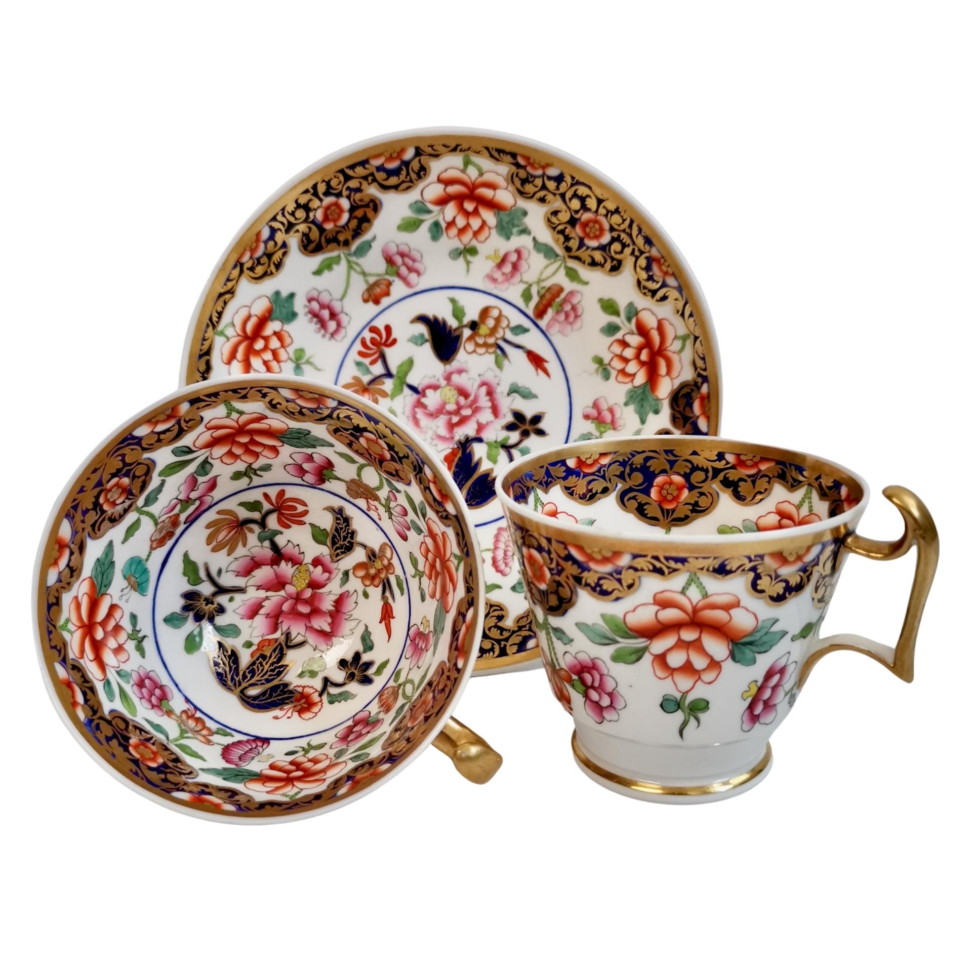 Spode Porcelain Teacup Trio, Imari Pattern, London Shape, Regency ca 1817