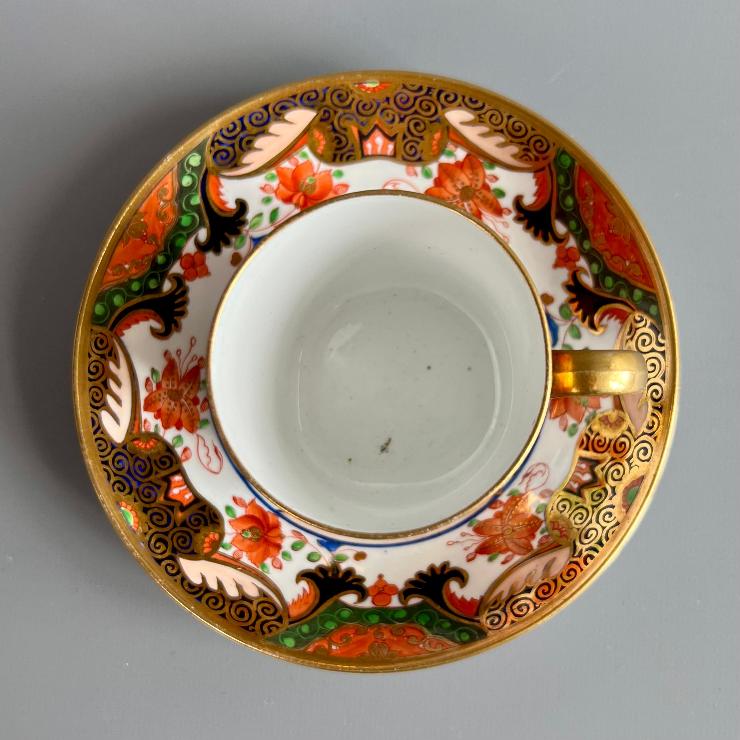 Spode Porcelain Teacup Trio, Imari Tobacco Leaf Patt. 967, Regency, circa 1810 1