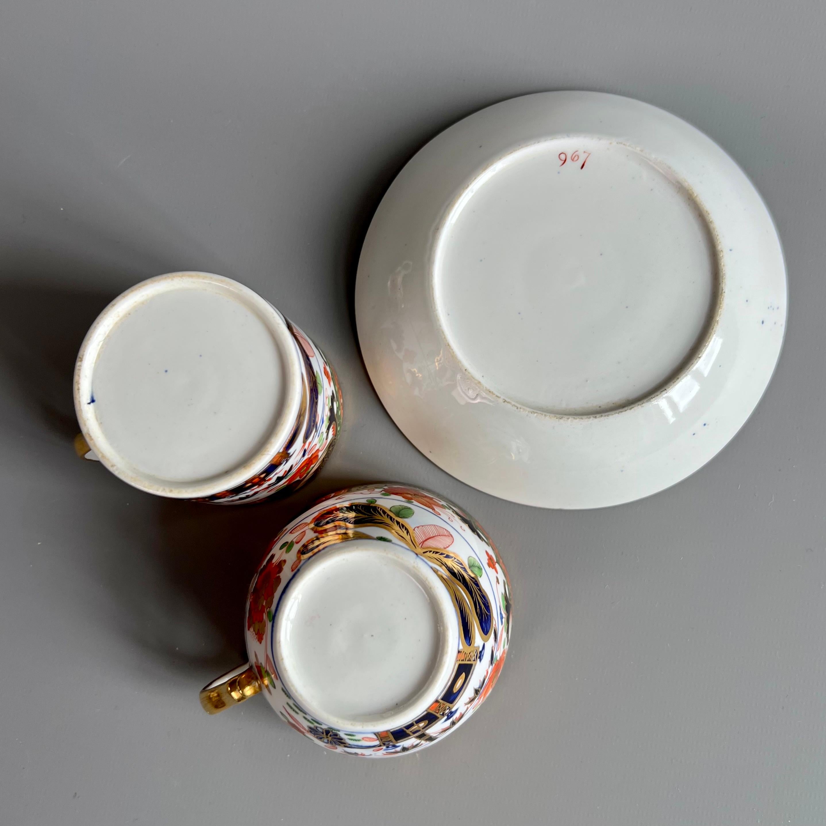 Spode Porcelain Teacup Trio, Imari Tobacco Leaf Patt. 967, Regency, circa 1810 8