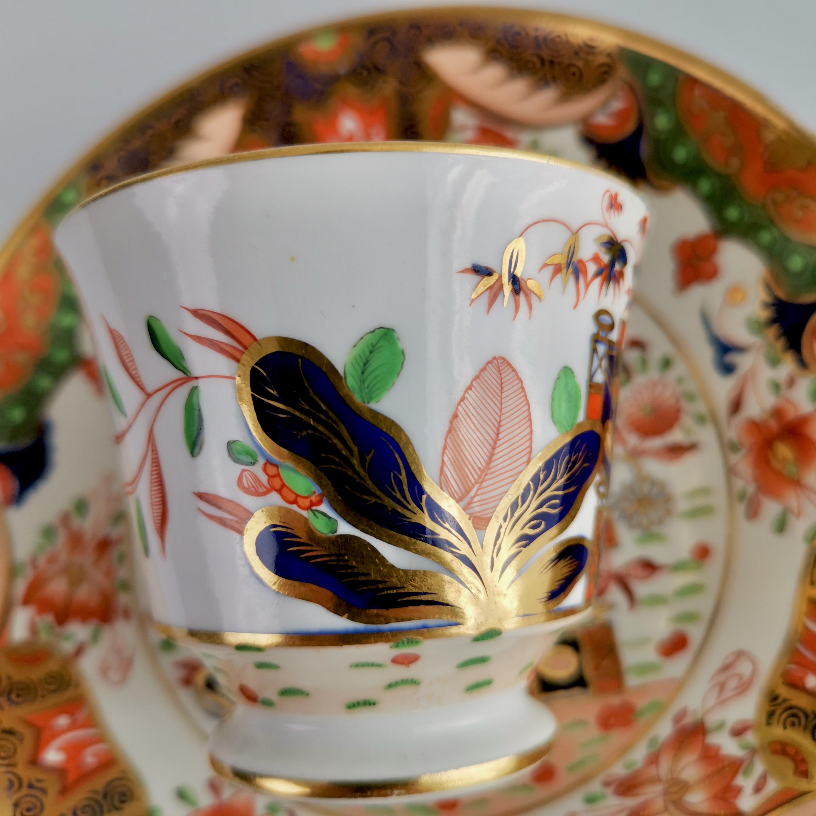 Spode Porcelain Teacup Trio, Imari Tobacco Leaf Patt. 967, Regency ca 1815 '1' 6