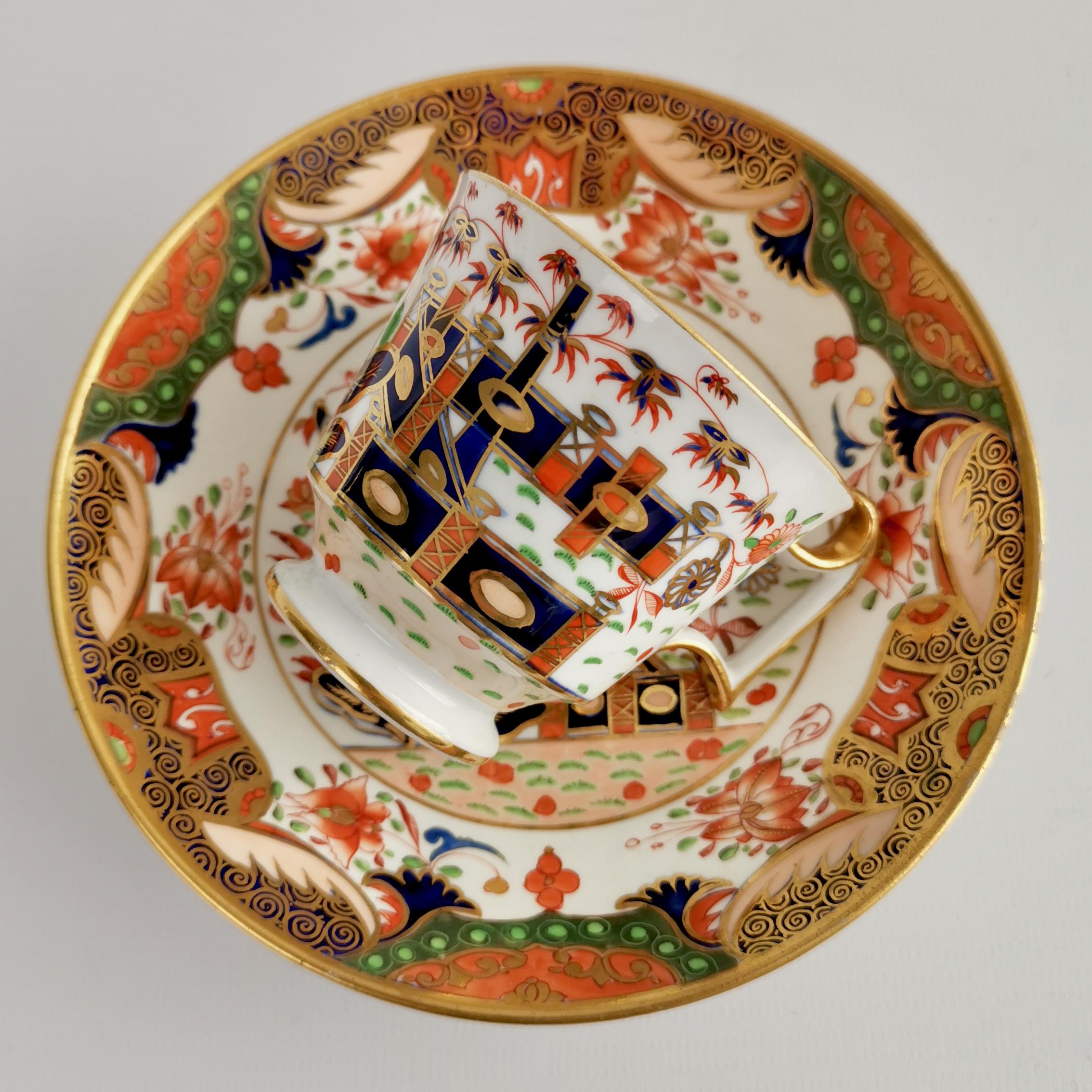 Spode Porcelain Teacup Trio, Imari Tobacco Leaf Patt. 967, Regency ca 1815 '1' 1
