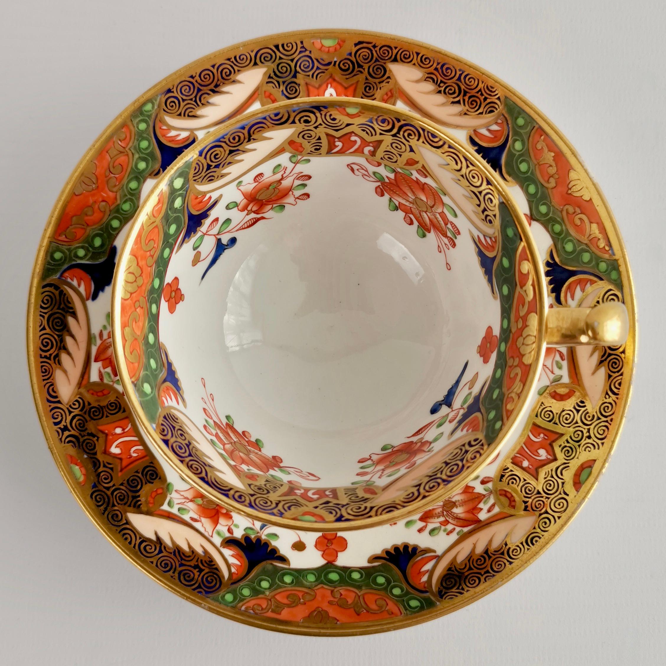 Spode Porcelain Teacup Trio, Imari Tobacco Leaf Patt. 967, Regency ca 1815 '1' 2