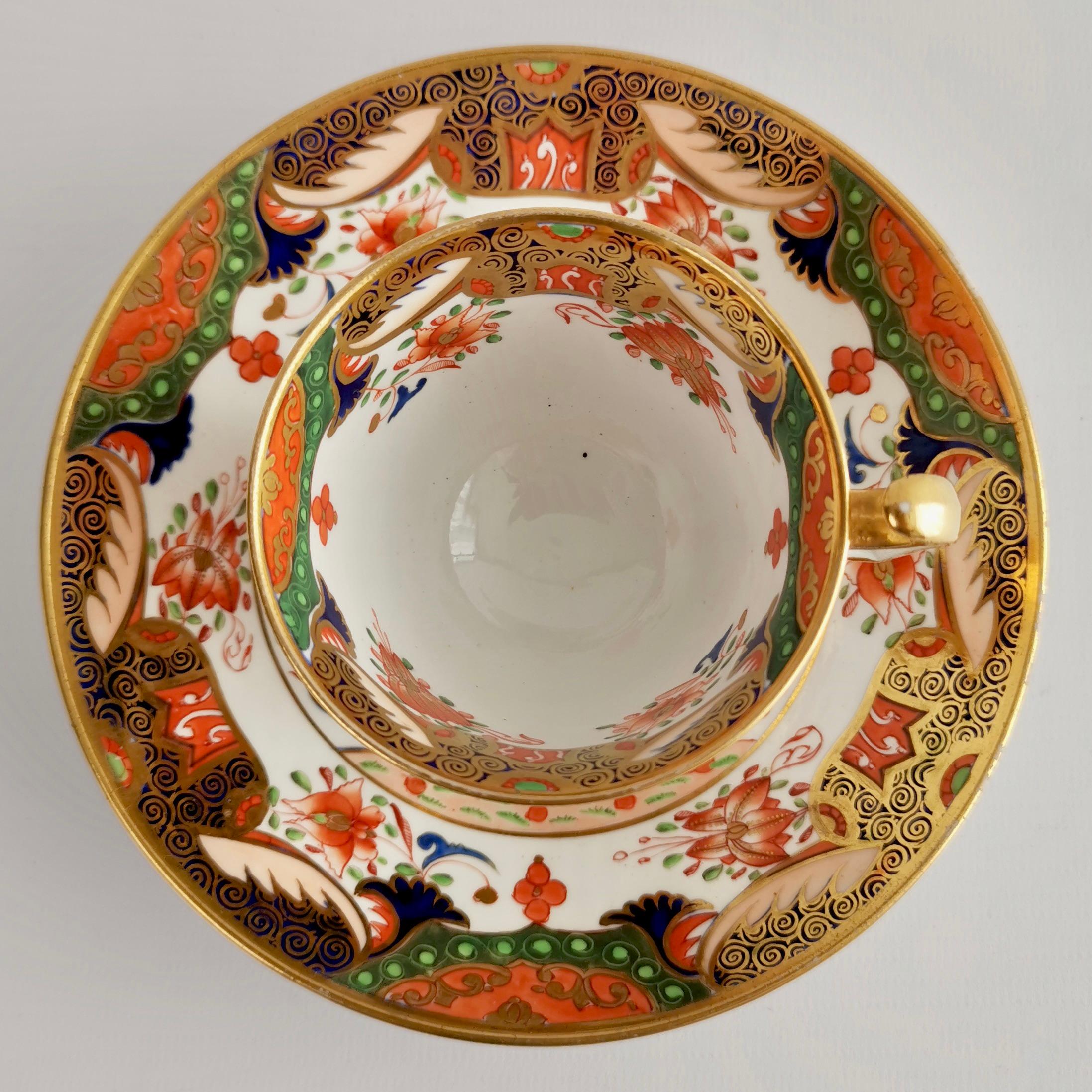 Spode Porcelain Teacup Trio, Imari Tobacco Leaf Patt. 967, Regency ca 1815 '1' 3