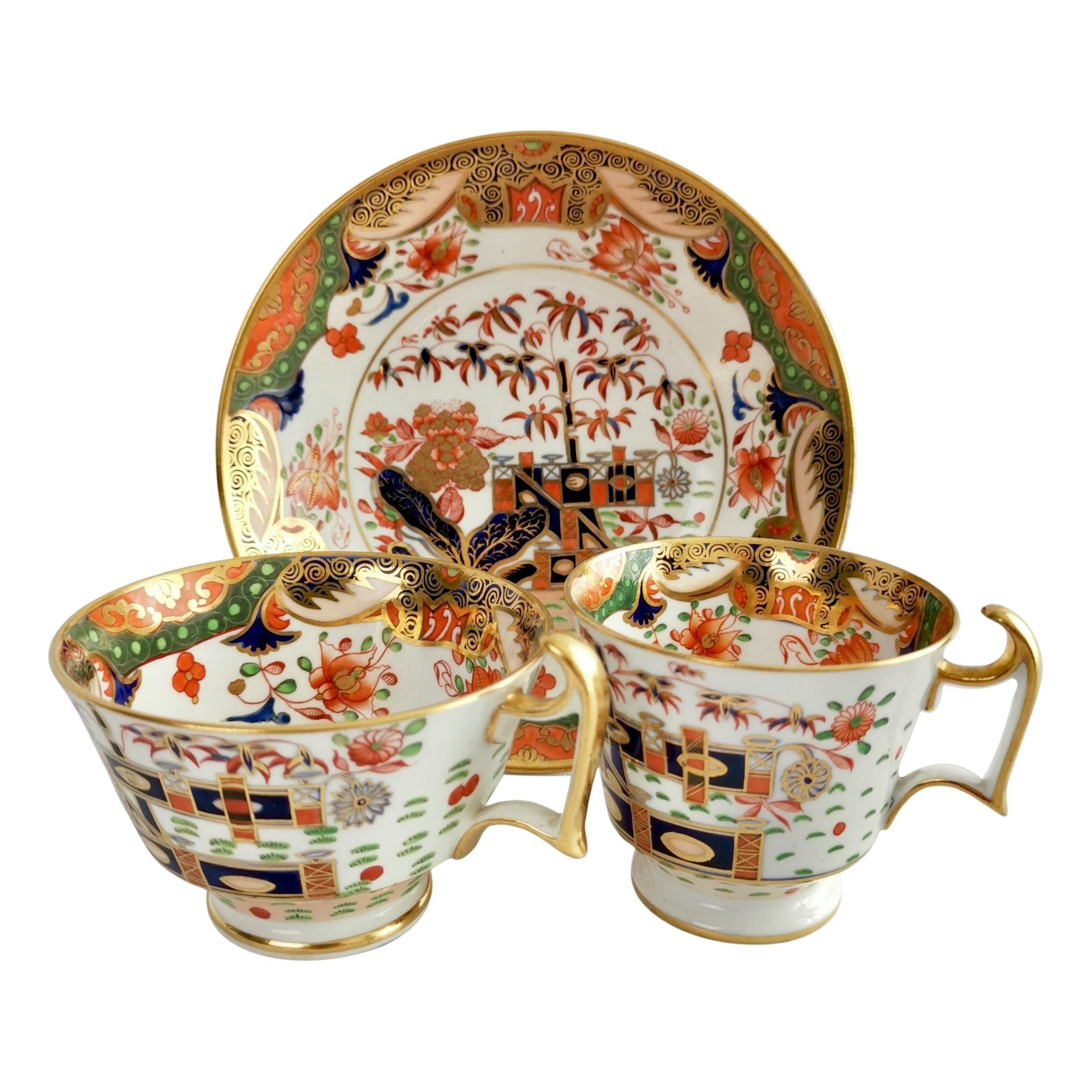 Spode Porcelain Teacup Trio, Imari Tobacco Leaf Patt. 967, Regency ca 1815 '1'