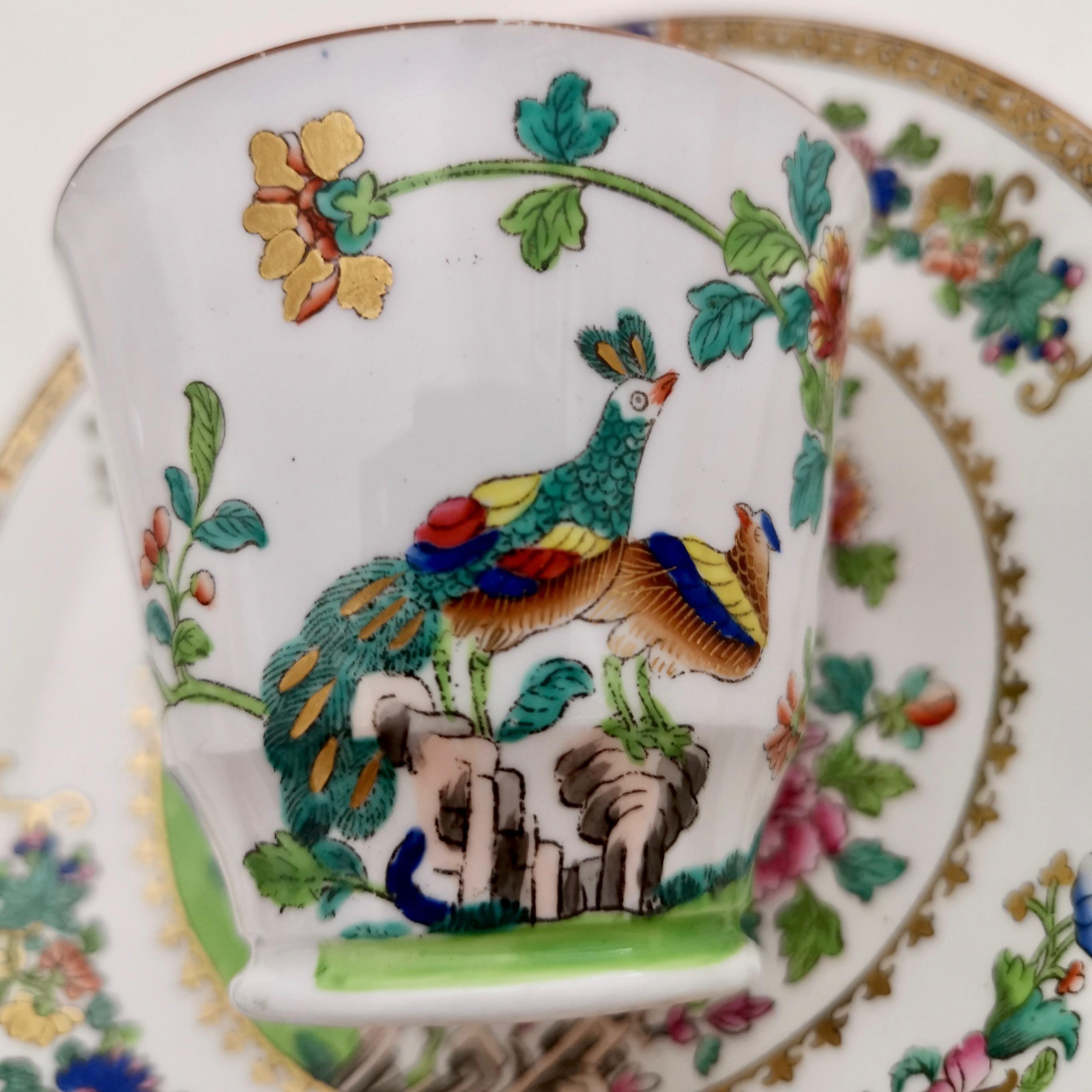 Spode Porcelain Teacup Trio, Peacock Pattern 2083, Regency, 1814-1825 3