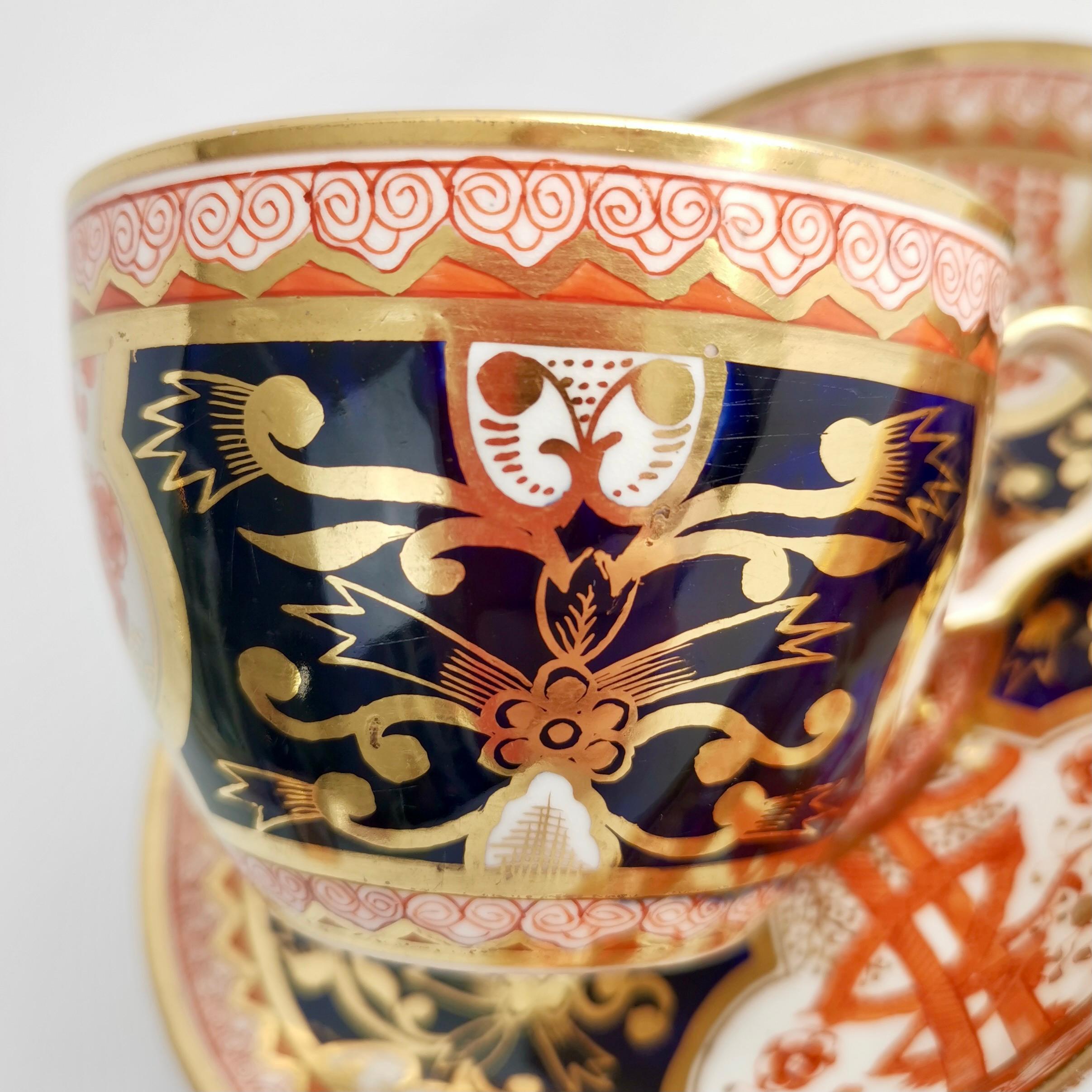Trio de tasses à thé en porcelaine Spode, motif du dollar Imari rouge, Régence, vers 1810 en vente 3