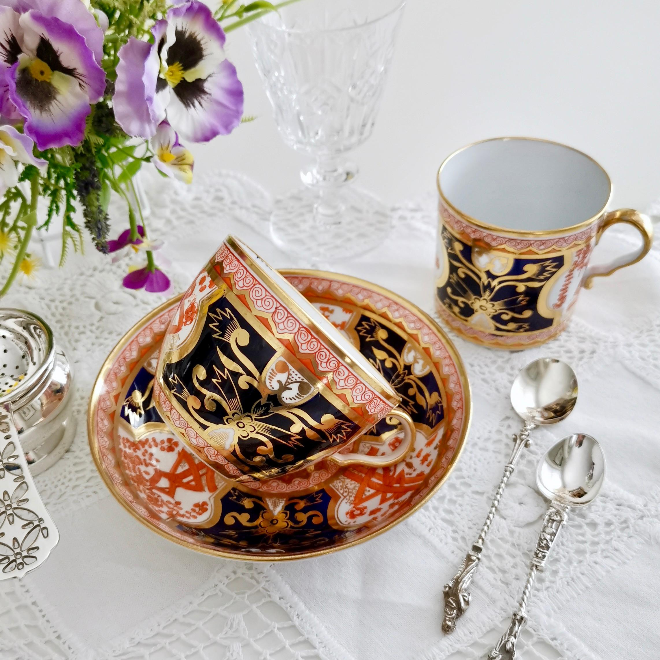 This is a beautiful orphaned teacup made by Spode in about 1810. It bears a beautiful Japanese-inspired Imari pattern.

Spode was the great pioneer among the Georgian potters in England. Around the year 1800 he perfected the bone china recipe that