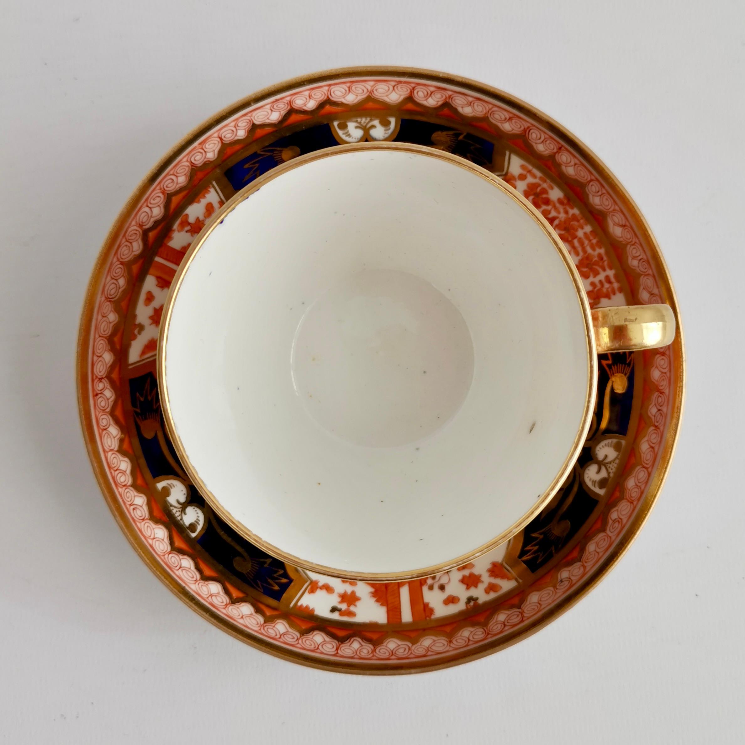 Spode Porcelain Teacup Trio, Red Imari Dollar Pattern, Regency, ca 1810 For Sale 2