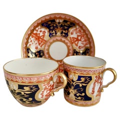 Spode Porcelain Teacup Trio, Red Imari Dollar Pattern, Regency, ca 1810
