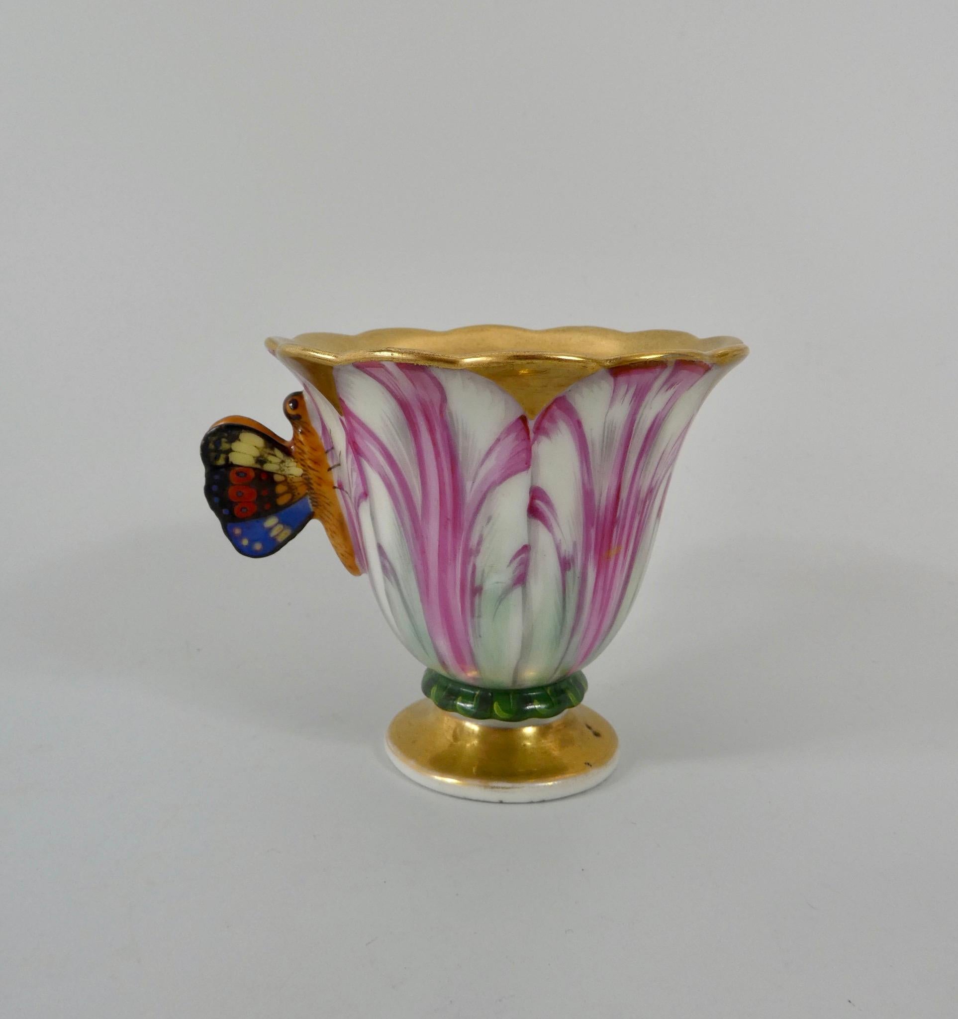 Fired Spode Porcelain Tulip Cup and Saucer, circa 1820