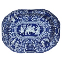 Plato hondo azul de cerámica neoclásica griega Spode