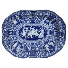 Poterie Spode - Plat profond bleu à motif grec néoclassique