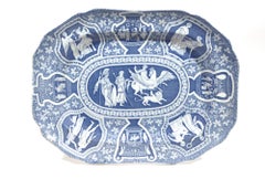 Regency Spode Pottery Neo-Classical Greek Pattern Blue Dish