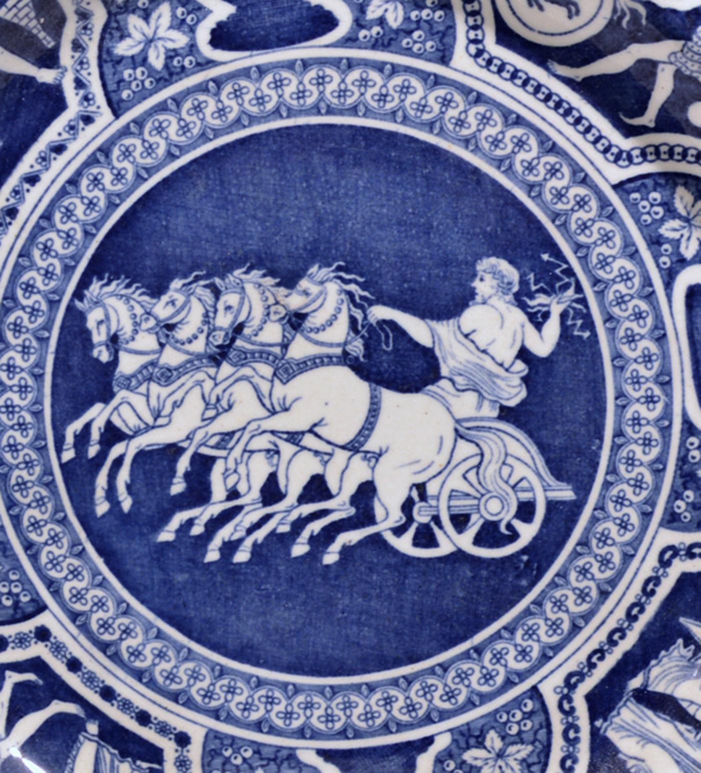 Spode Pottery Neo-Classical Greek Pattern Blue Set of Dinner Plates-33 Plates en vente 4