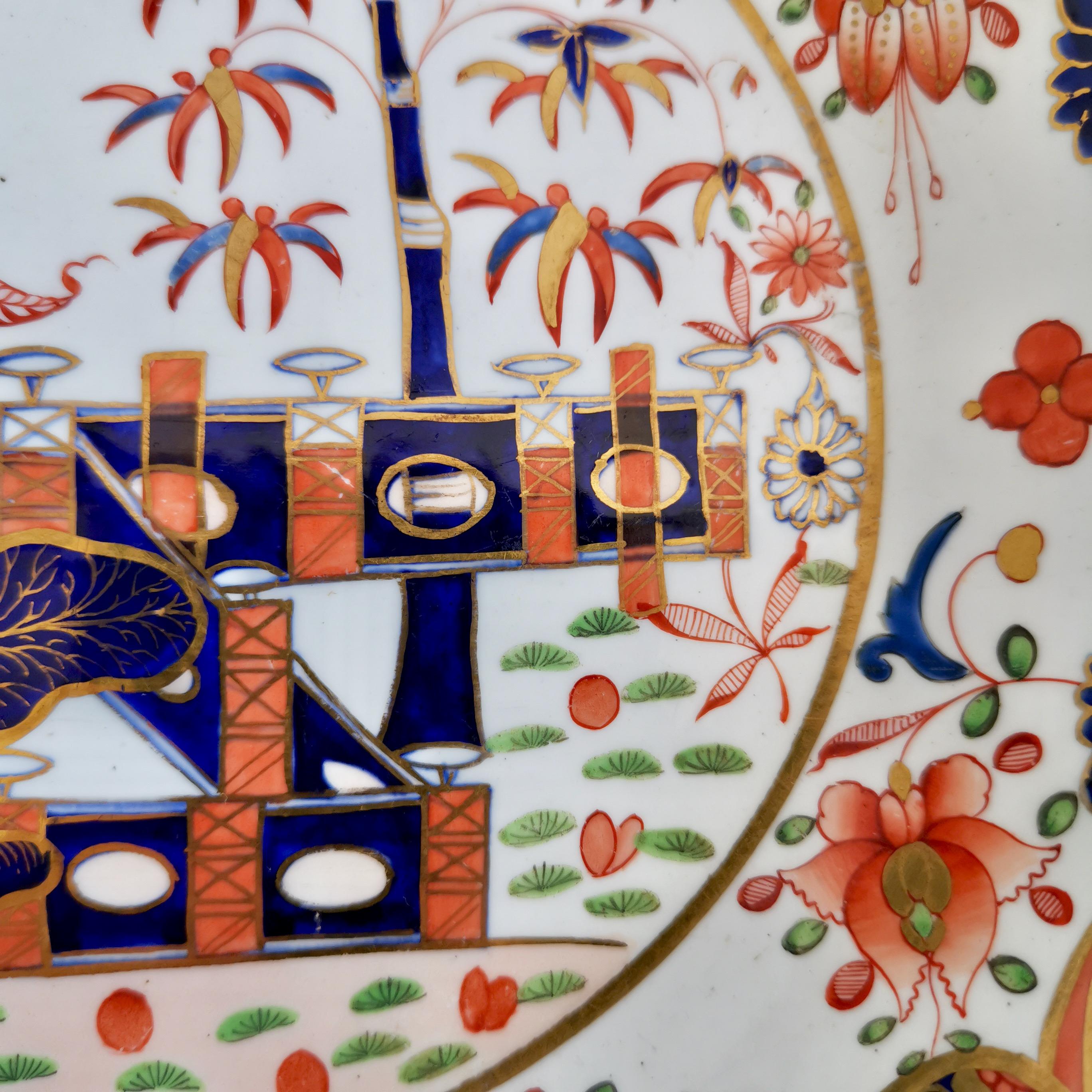 English Spode Saucer Dish Plate, Imari Tobacco Leaf Patt. 967, ca 1815