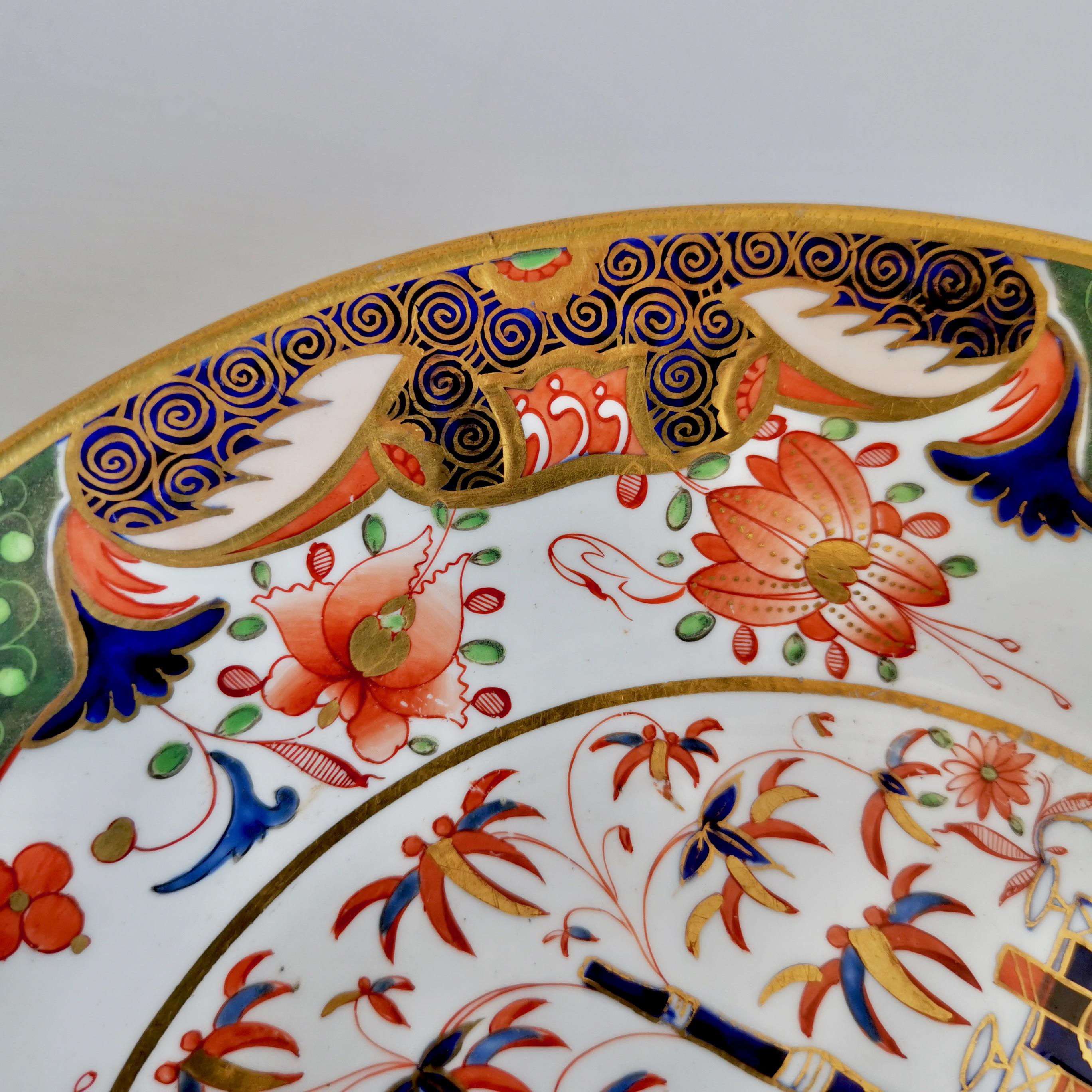 Porcelain Spode Saucer Dish Plate, Imari Tobacco Leaf Patt. 967, ca 1815