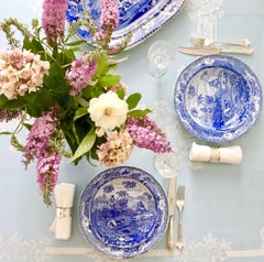 Spode Pearlware Soup Plate, Blue and White "Chase After A Wolf", 1815-1833