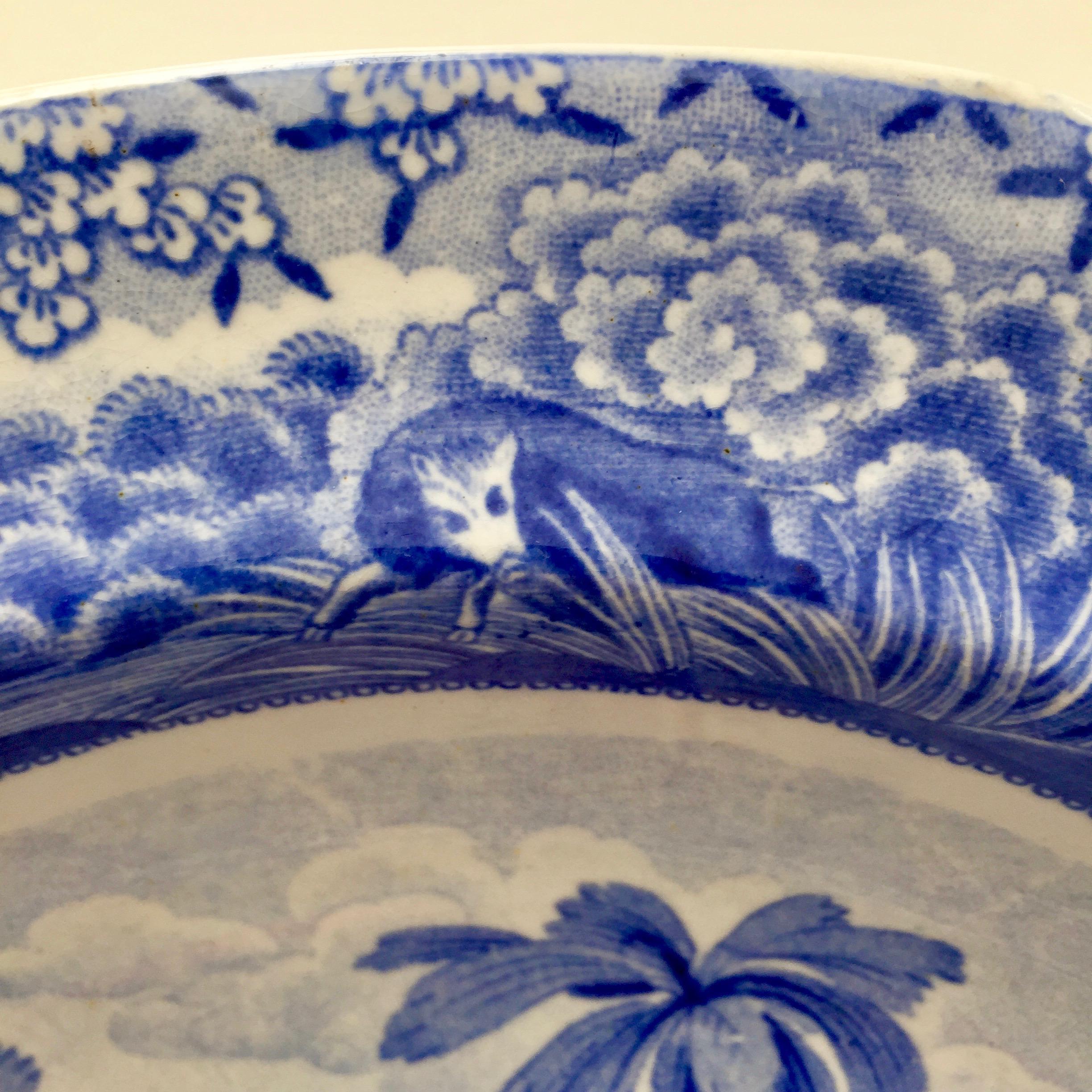 Spode Pearlware Soup Plate, Blue and White 