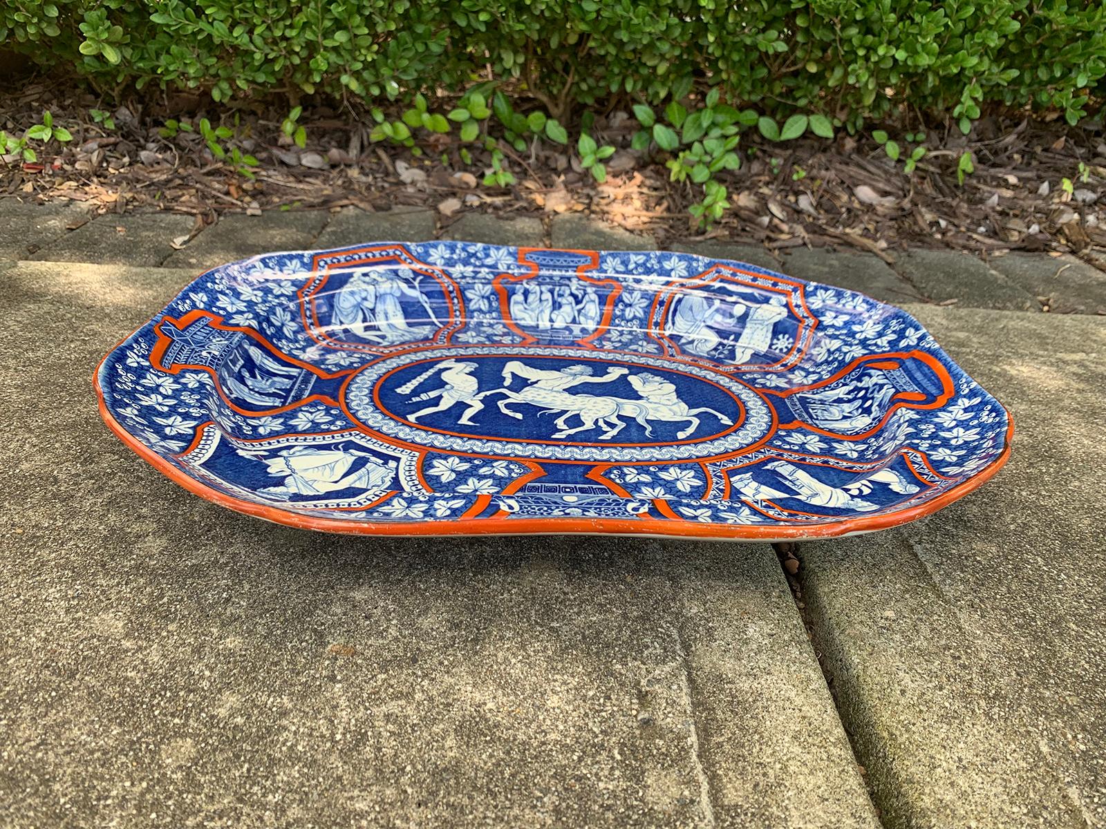 Spode Staffordshire Blue & Orange Charger with Etruscan Pattern, circa 1780-1840 5