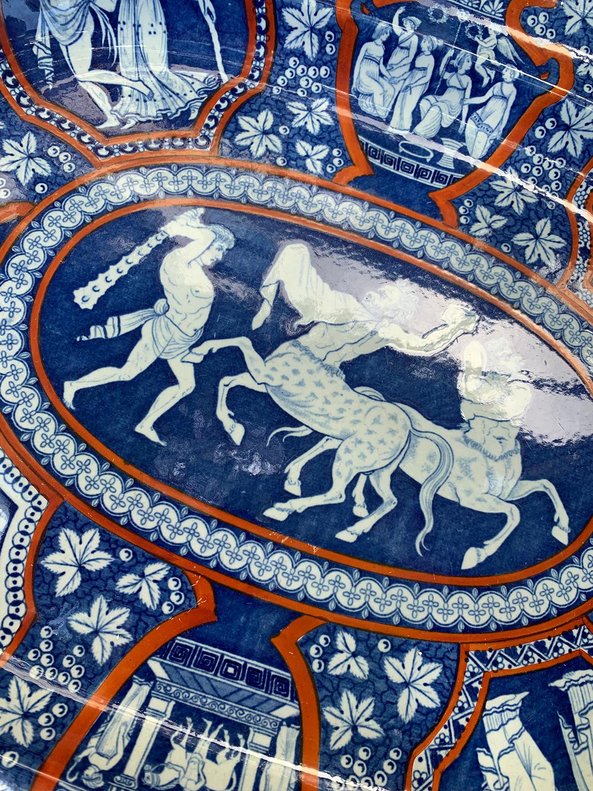 Spode Staffordshire Blue & Orange Charger with Etruscan Pattern, circa 1780-1840 1