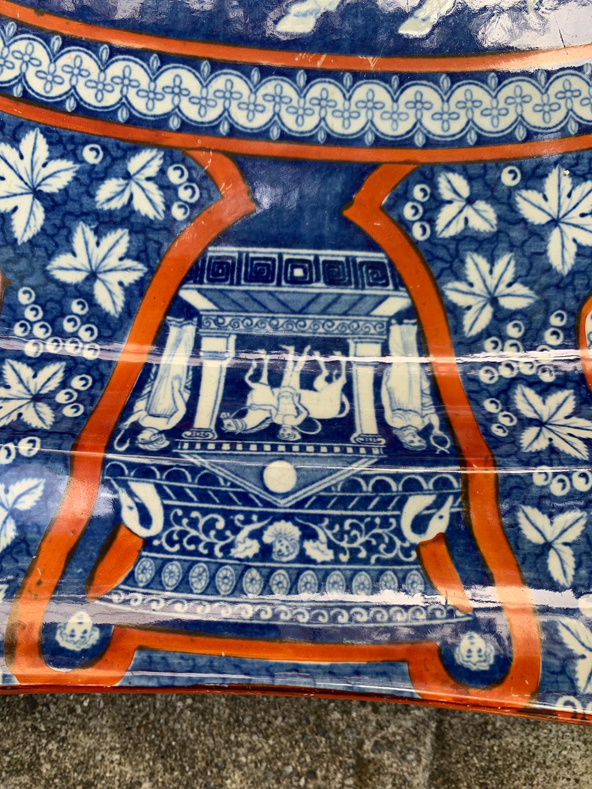 Spode Staffordshire Blue & Orange Charger with Etruscan Pattern, circa 1780-1840 3