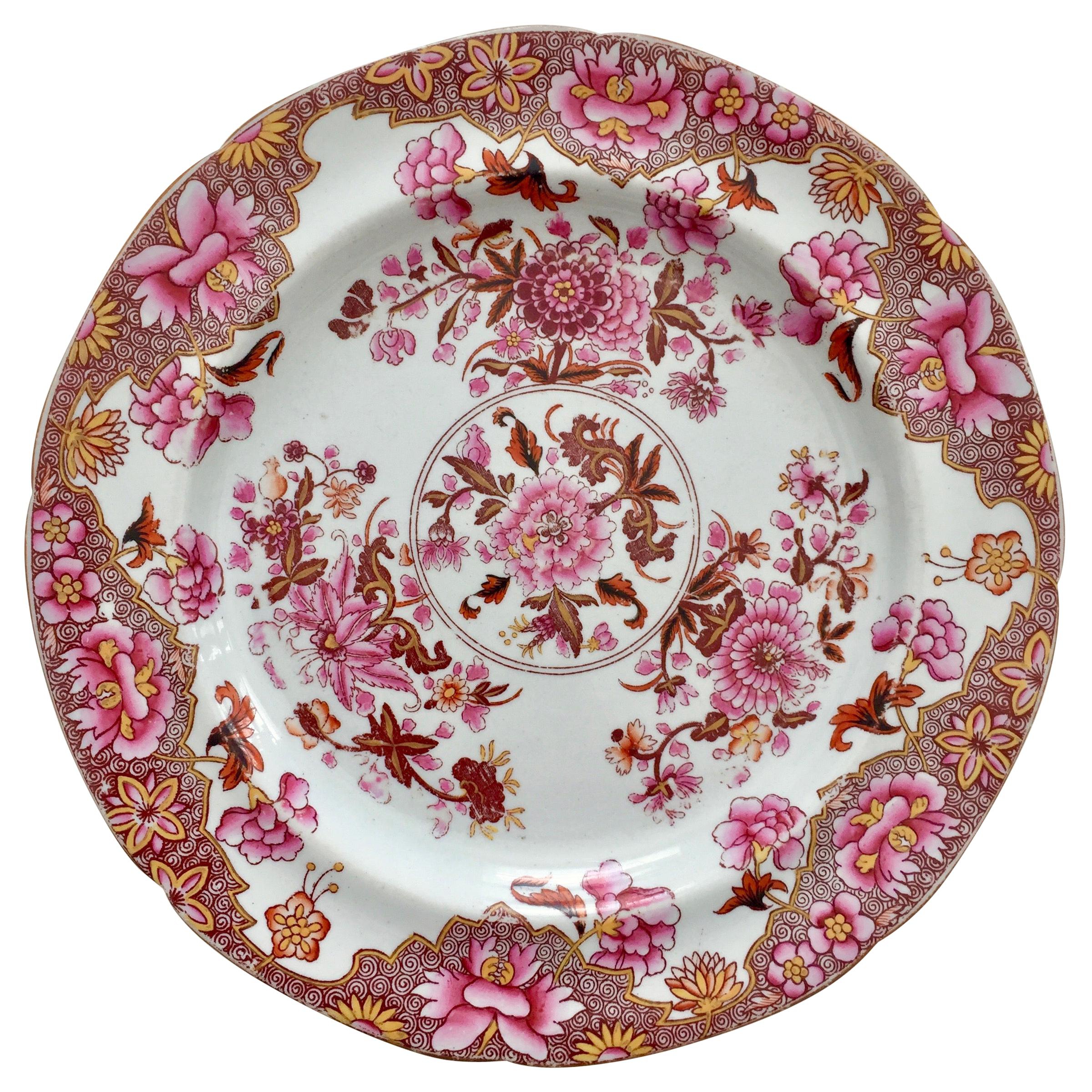 Spode Stone China Plate, Pink Japan Pattern No. 3144, Regency 1812-1833