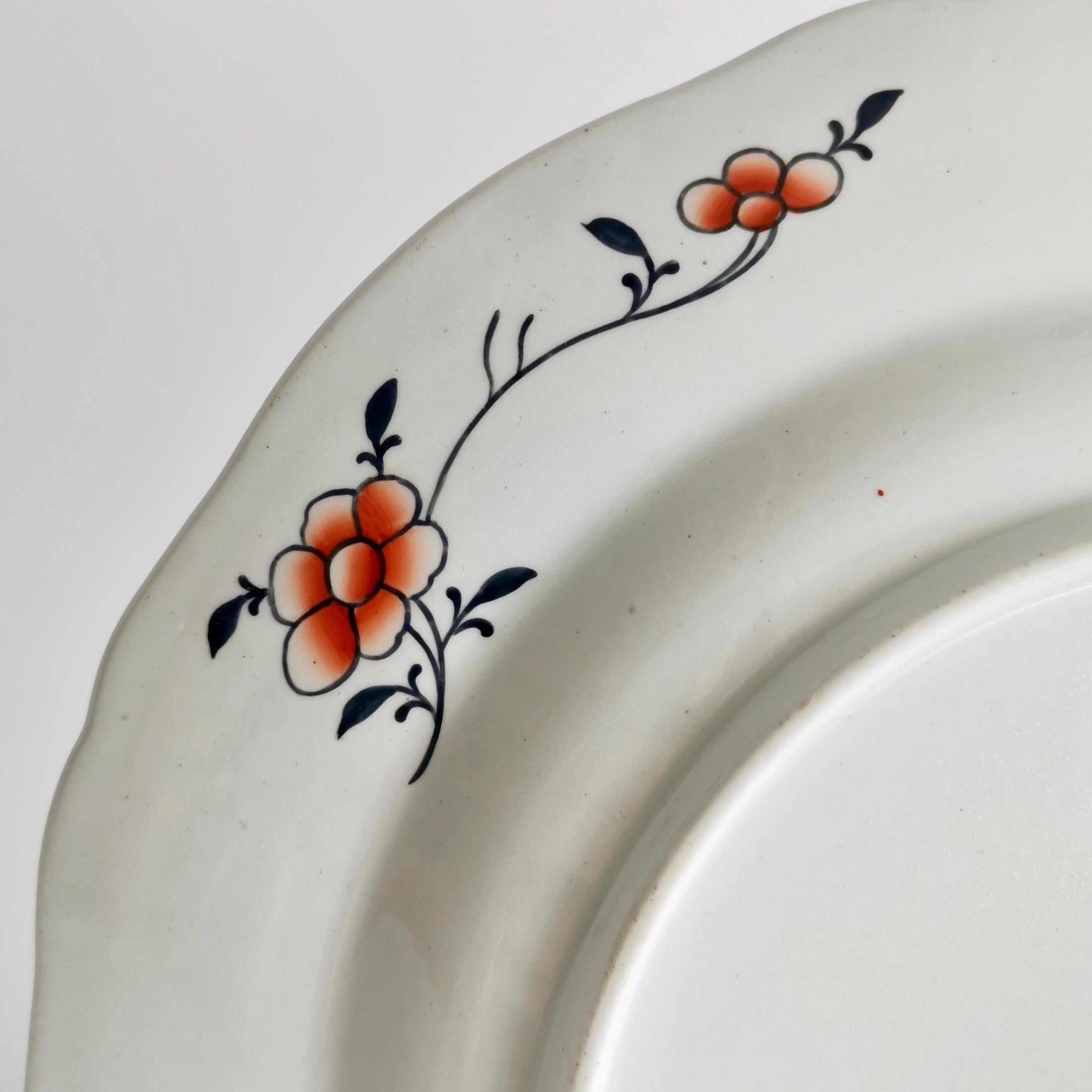 Assiette en porcelaine Spode Stone:: motif polychrome de feuille de tabac:: 1805-1813 4