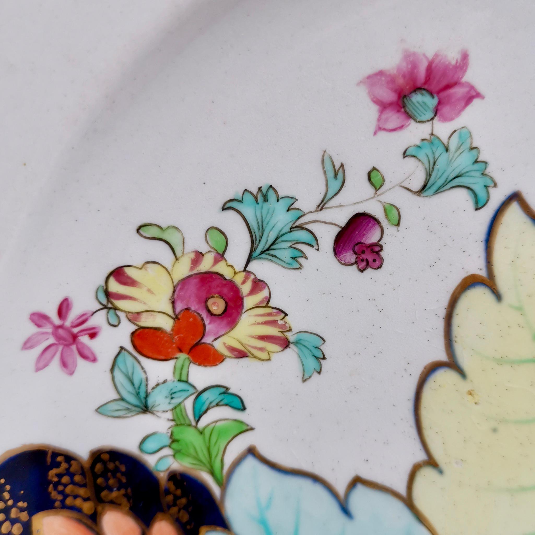 Porcelaine Assiette en porcelaine Spode Stone:: motif polychrome de feuille de tabac:: 1805-1813