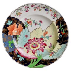 Assiette en porcelaine Spode Stone:: motif polychrome de feuille de tabac:: 1805-1813