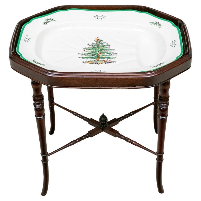Plato de Carne con Árbol de Navidad y Soporte de Gres Spode
