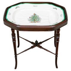 Plato de Carne con Árbol de Navidad y Soporte de Gres Spode
