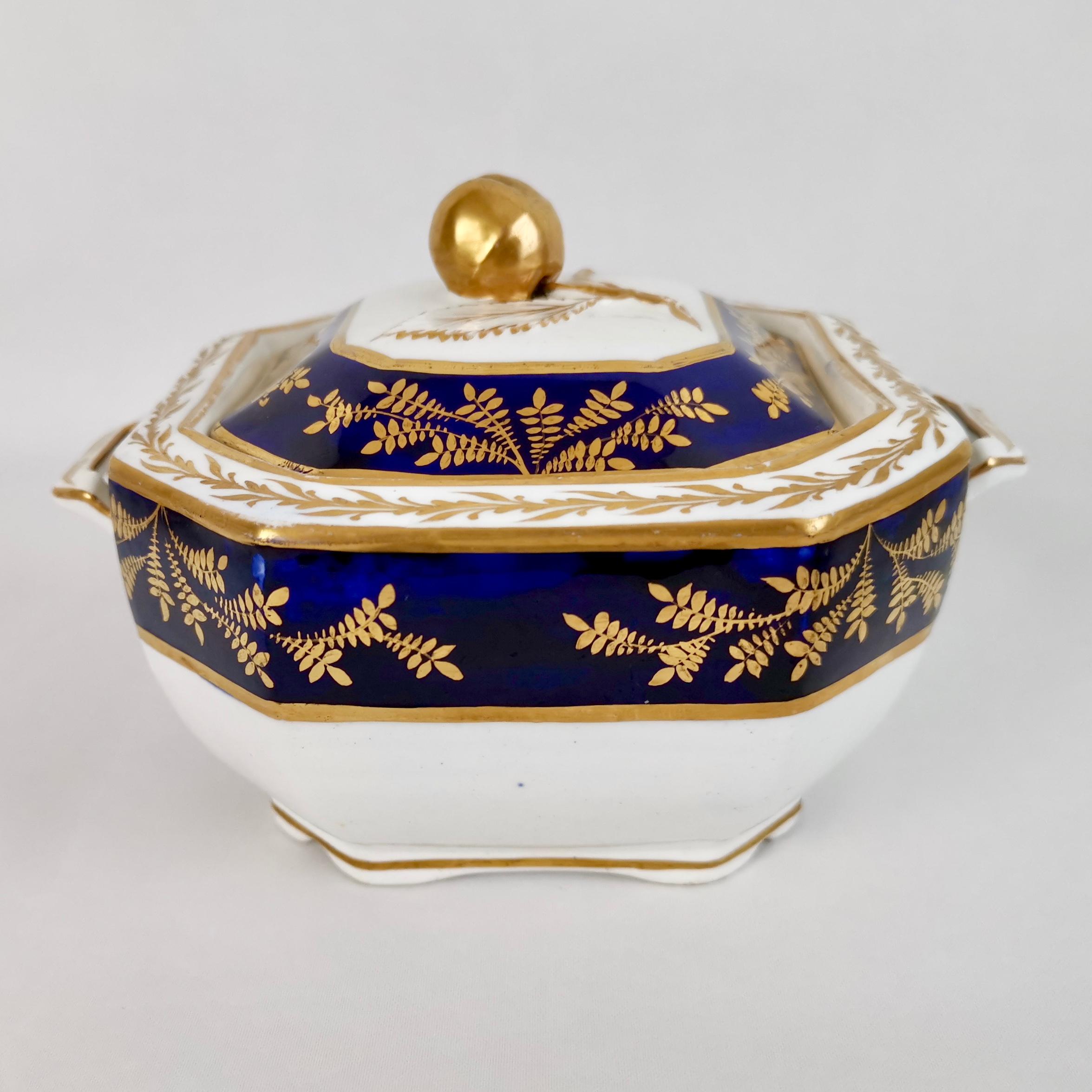 Spode Tea Service, Felspar Porcelain White and Cobalt Blue, Regency 1821-1825 4