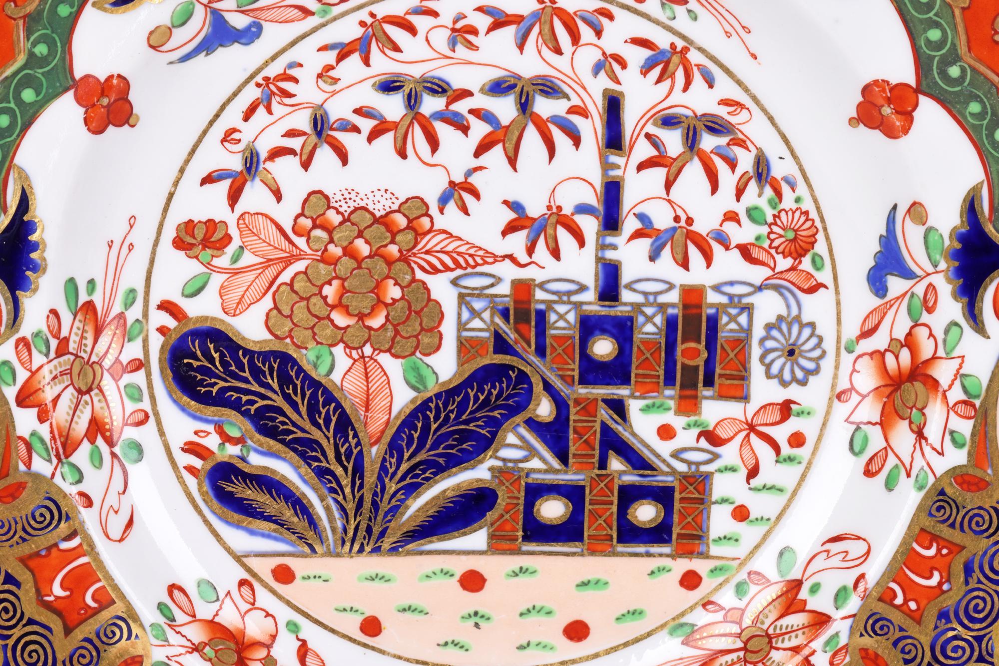 George III Spode Three Georgian Imari Pattern 967 Decorated Porcelain Plates For Sale