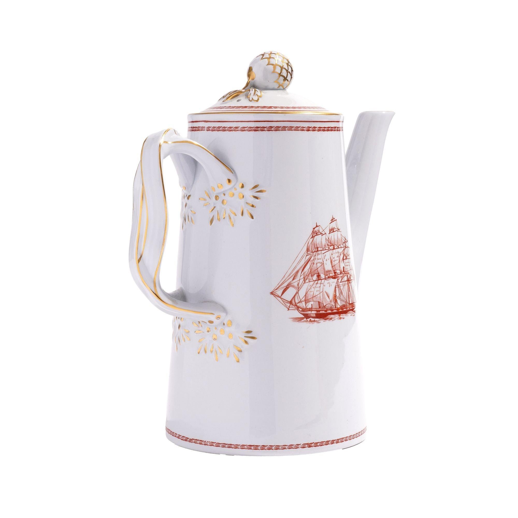 Bricco da tè/caffè Spode Trade Winds pattern Lowestoft light house, 1960-1995 In condizioni buone in vendita a Kenilworth, IL