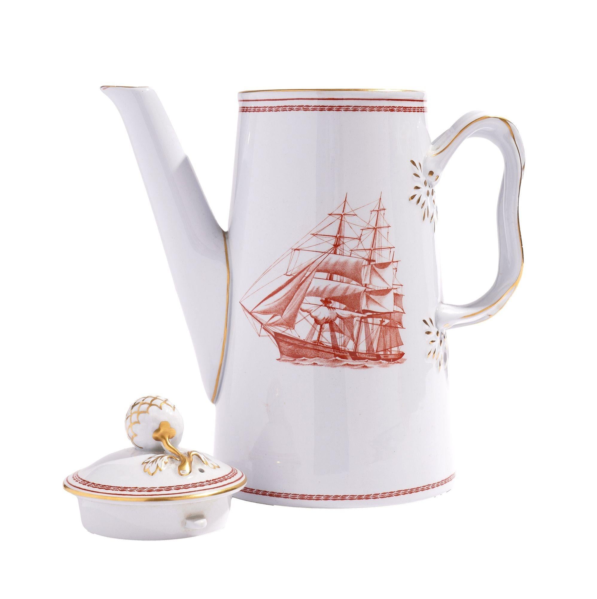Bricco da tè/caffè Spode Trade Winds pattern Lowestoft light house, 1960-1995 in vendita 3