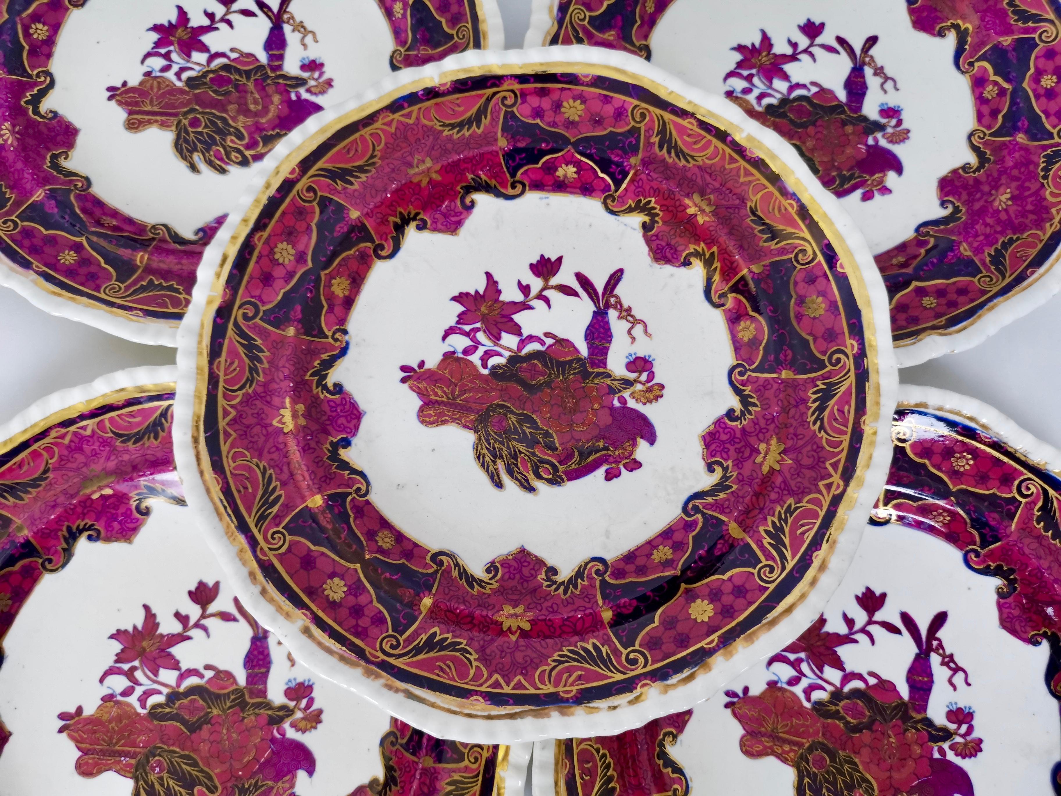 Spode Imperial China Dessert Service, Frog Pattern in Mauve, Regency circa 1828 For Sale 3