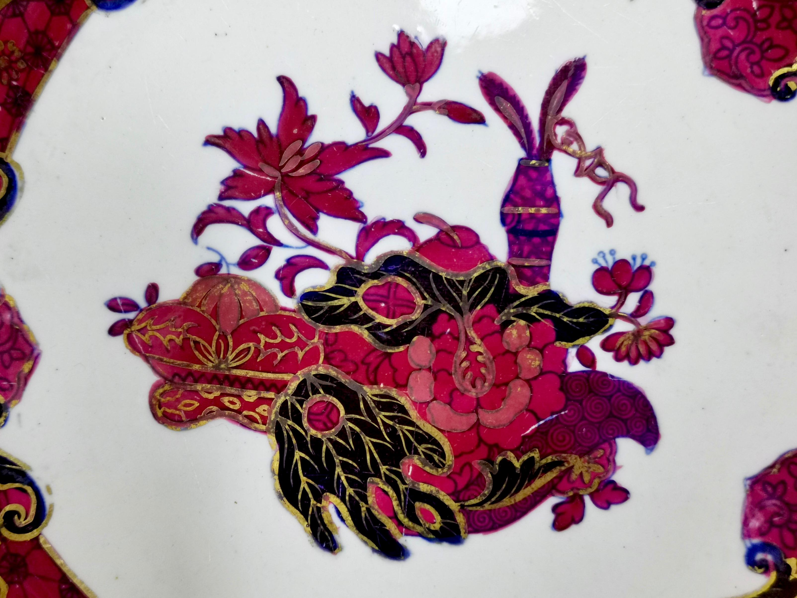 Service à dessert Spode Imperial China, motif de grenouille en mauve, Régence, vers 1828 en vente 7