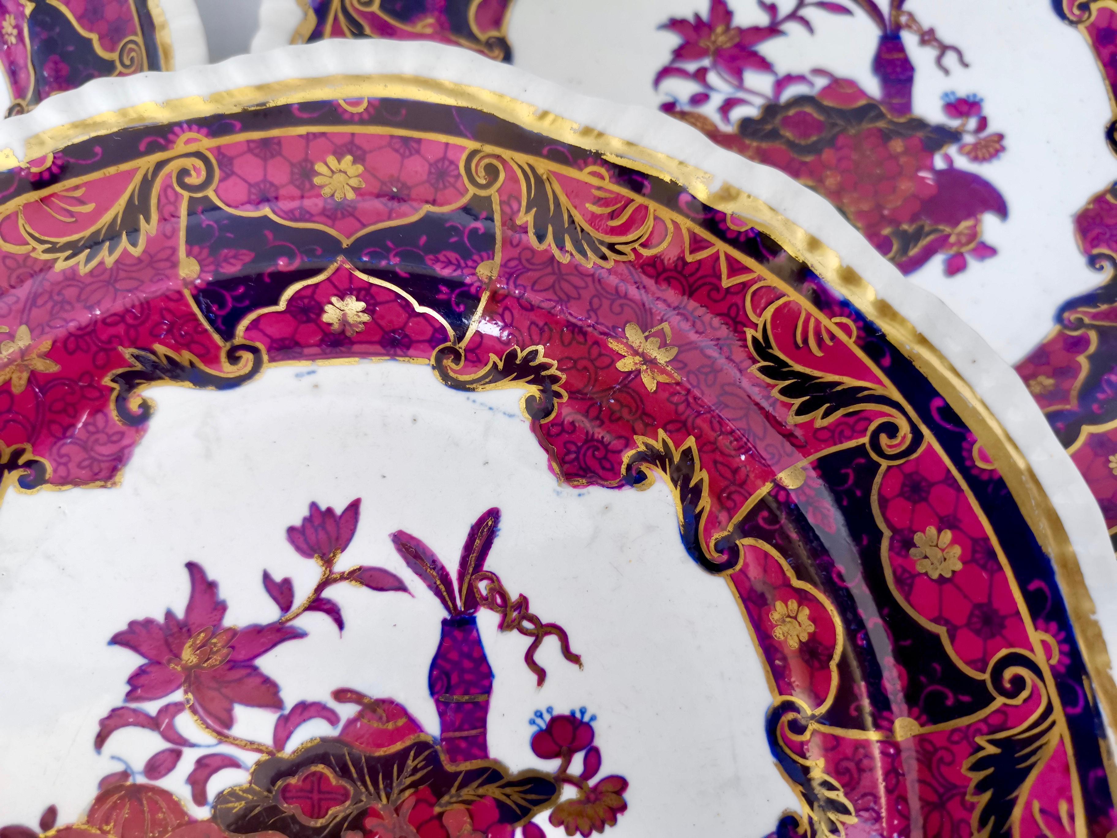 Spode Imperial China Dessert Service, Frog Pattern in Mauve, Regency circa 1828 For Sale 7