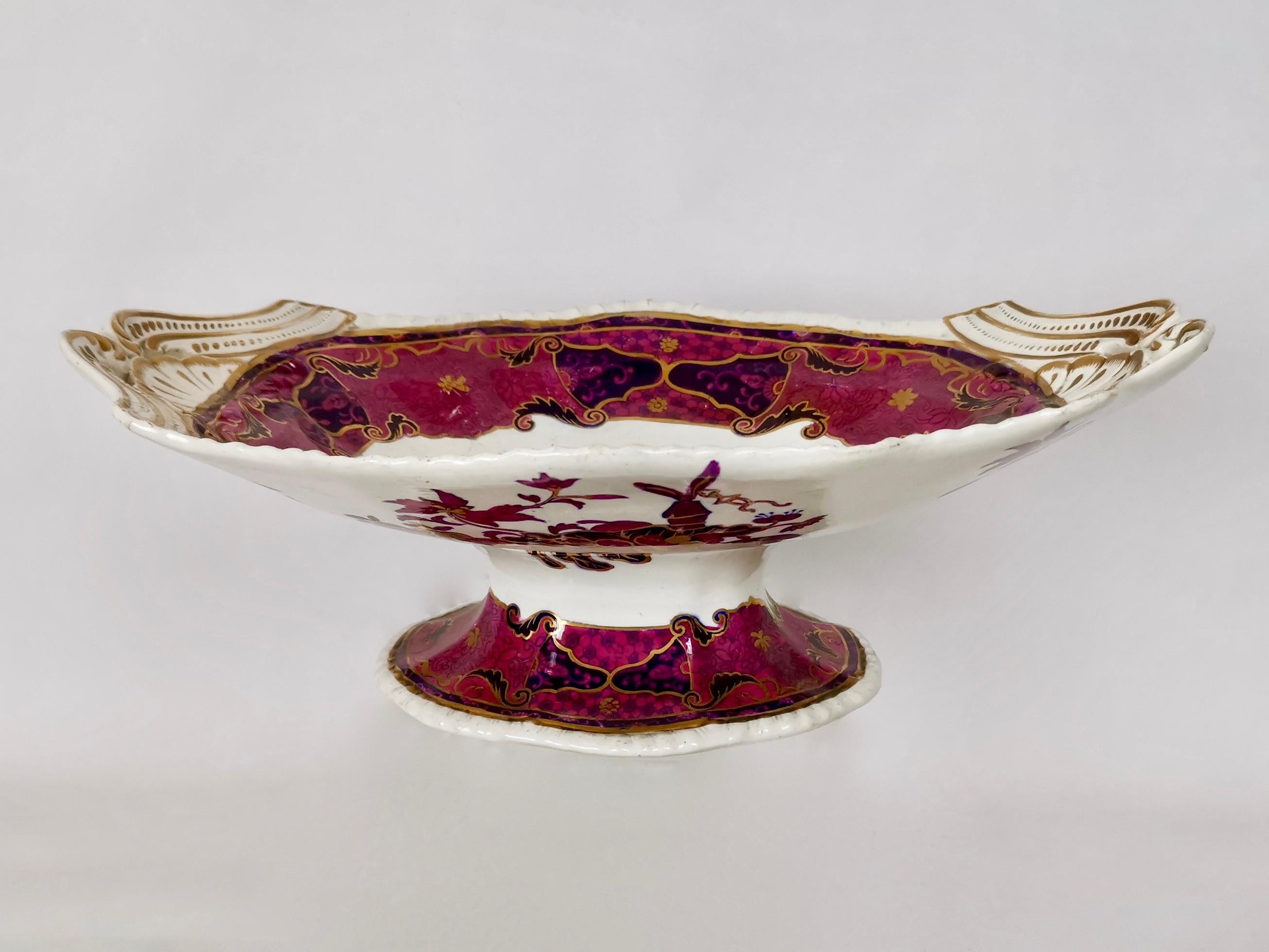 Regency Service à dessert Spode Imperial China, motif de grenouille en mauve, Régence, vers 1828 en vente