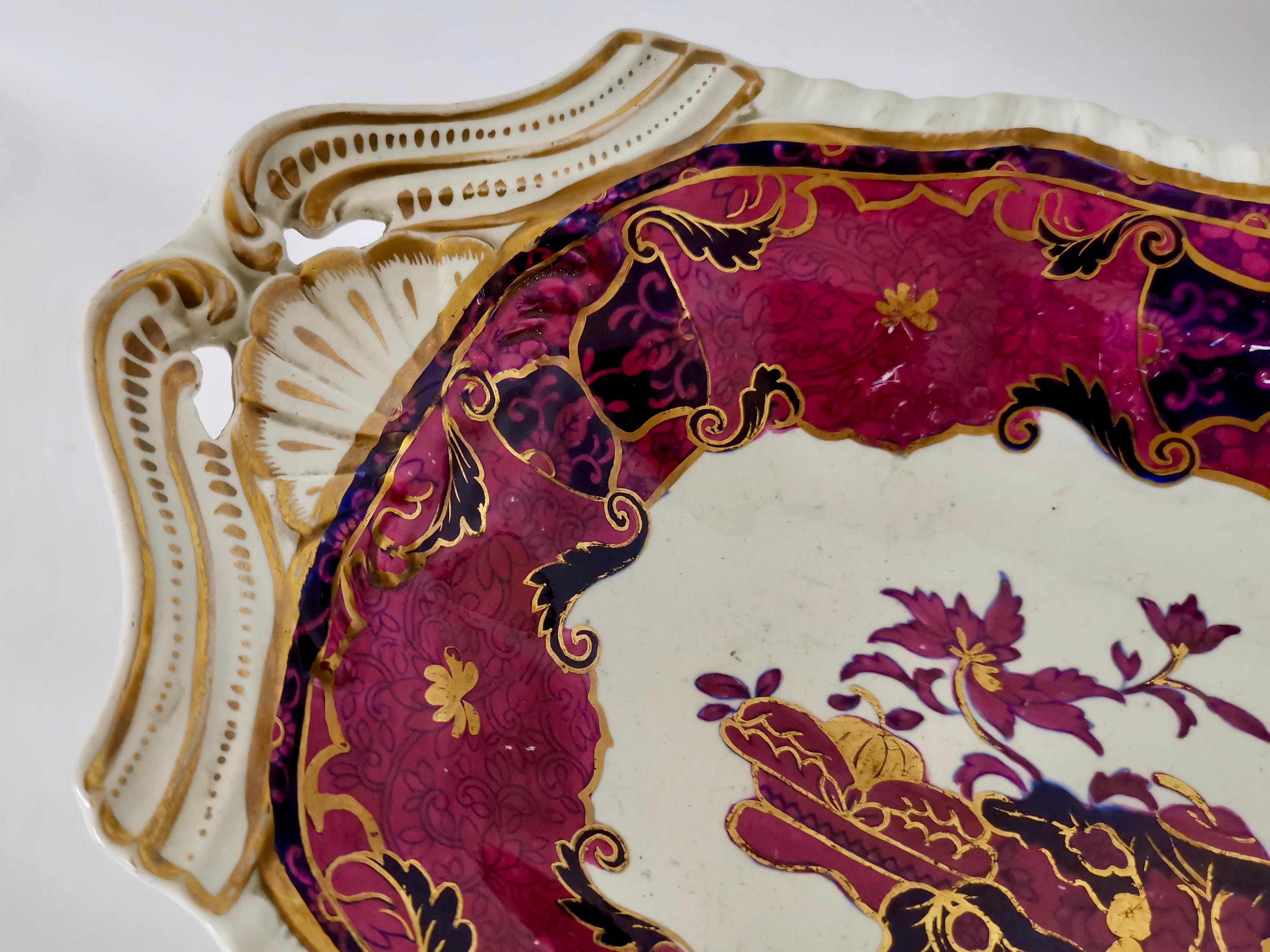 English Spode Imperial China Dessert Service, Frog Pattern in Mauve, Regency circa 1828 For Sale