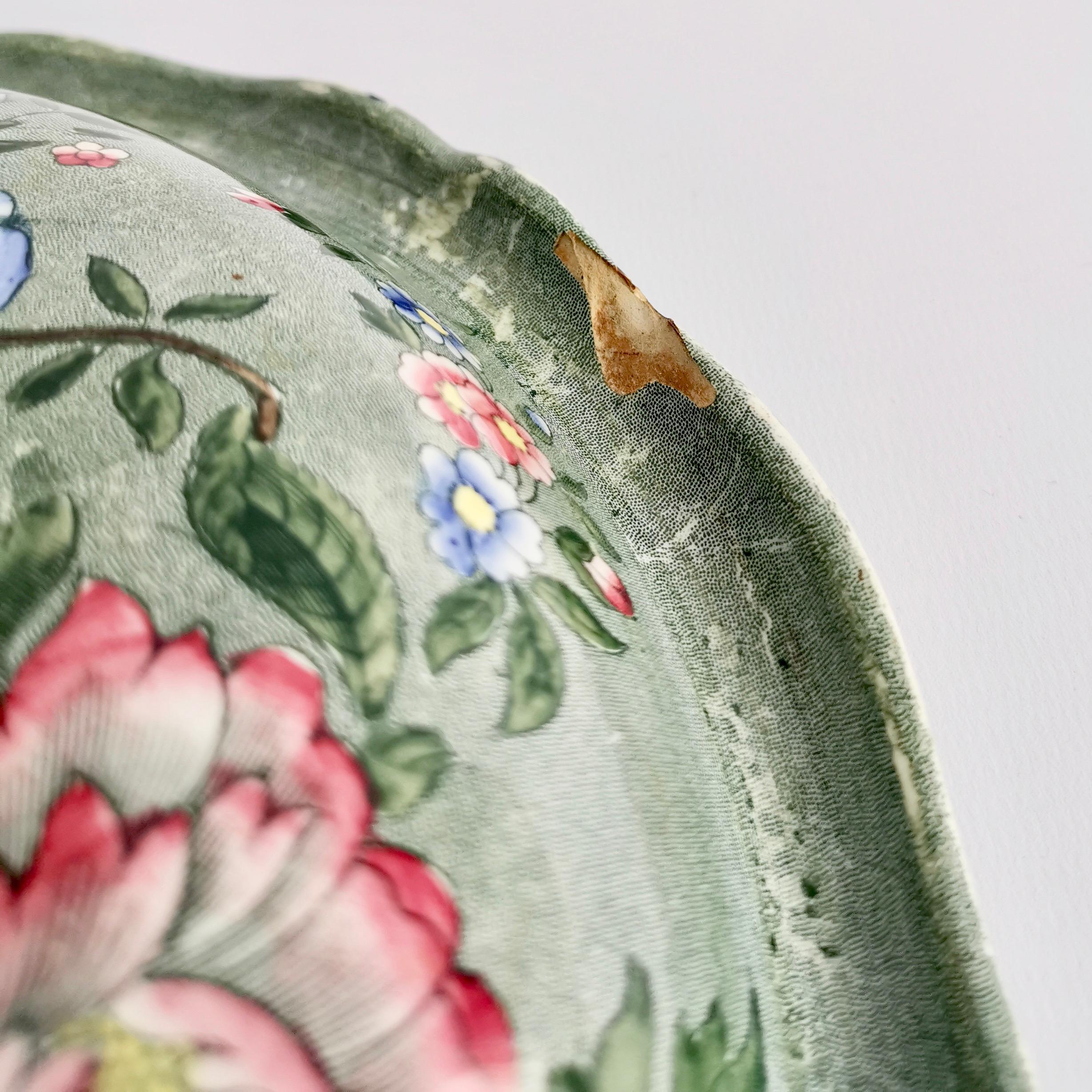 Spode's New Fayence Tazza, Green Chinoiserie Flowers and Birds, Regency, 1829 7