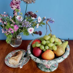 Spode's New Fayence Tazza, Green Chinoiserie Flowers and Birds, Regency, 1829
